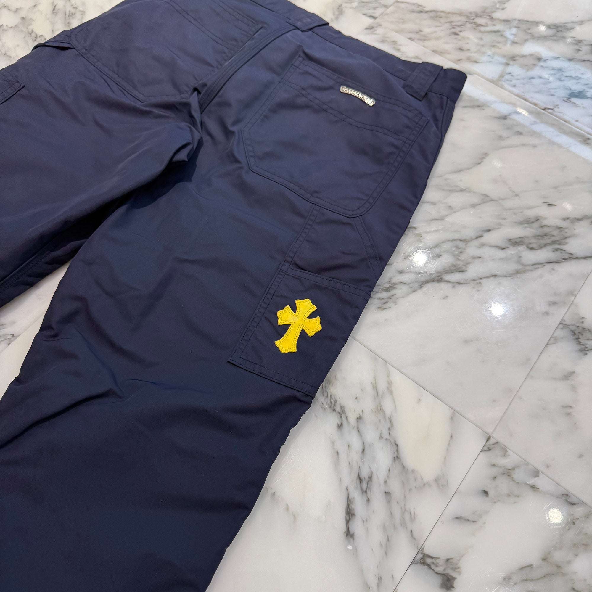 CHROME HEARTS Carpenter Leather Double Knee Nylon Leather Cross