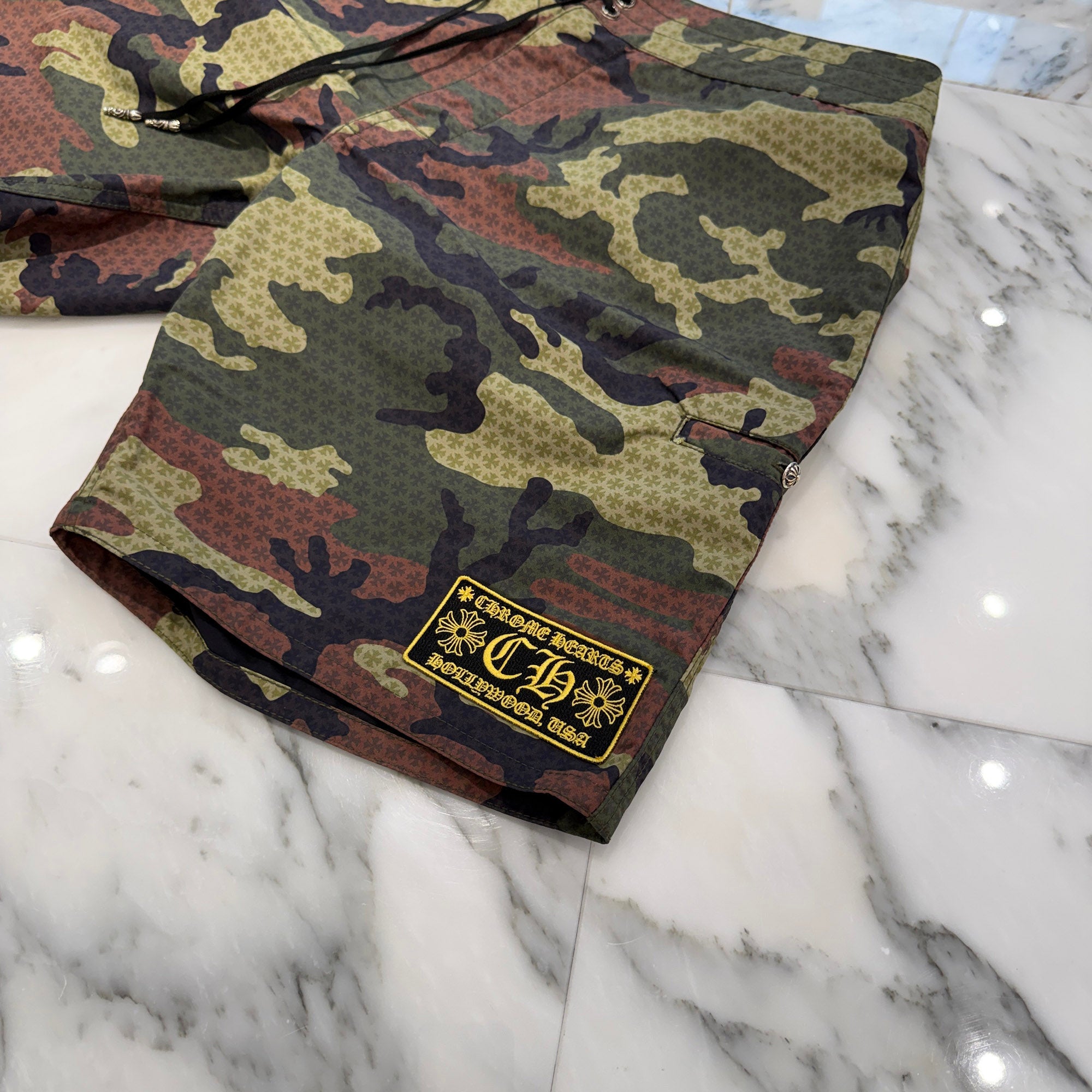 CHROME HEARTS SURF BRITCHES CH PLUS Camouflage Nylon Swim Shorts Size 34 クロムハーツ サーフ ブリーチズ CHプラス カモフラージュ ナイロン スイムショーツ サイズ34