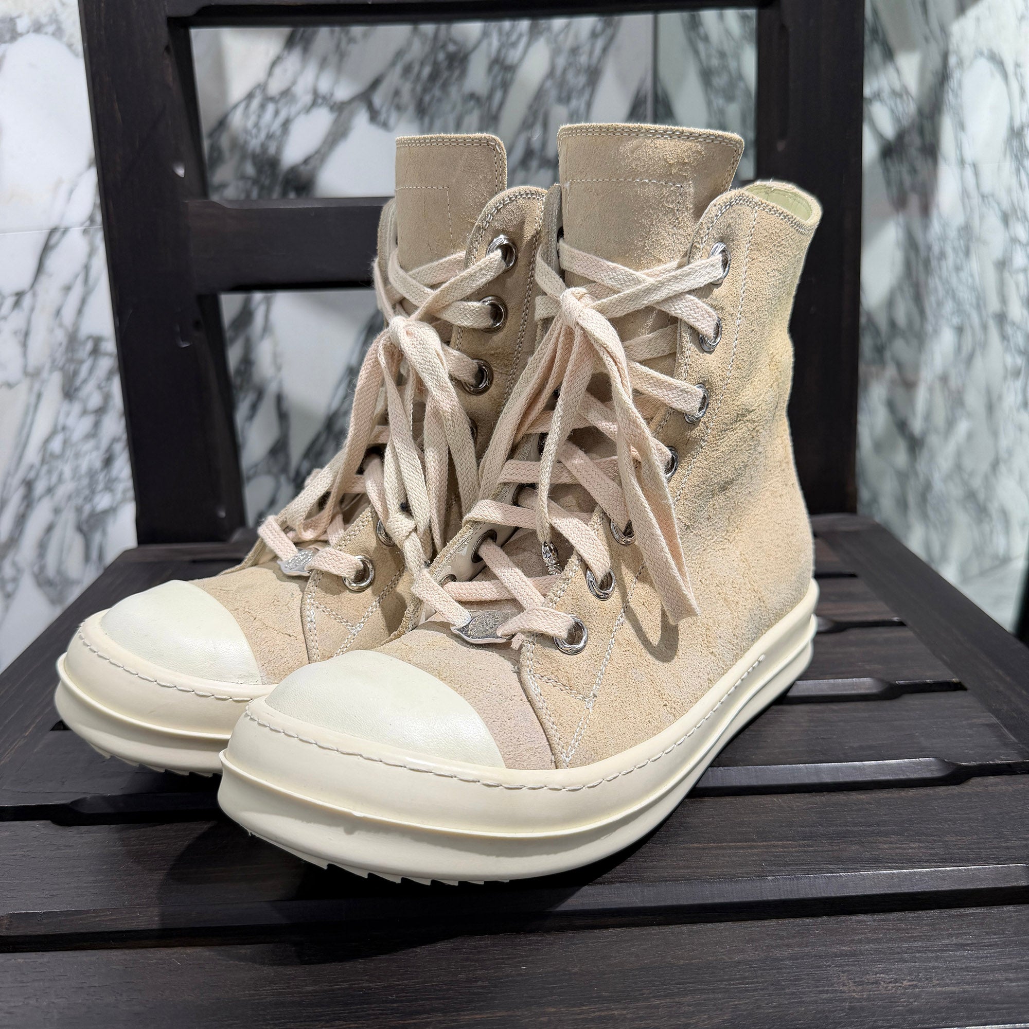 CHROME HEARTS × Rick Owens Ramones Suede Leather Custom Sneakers Size 37 1/2 クロムハーツ × リックオーエンス ラモーンズ スエードレザー カスタムスニーカー サイズ37 1/2