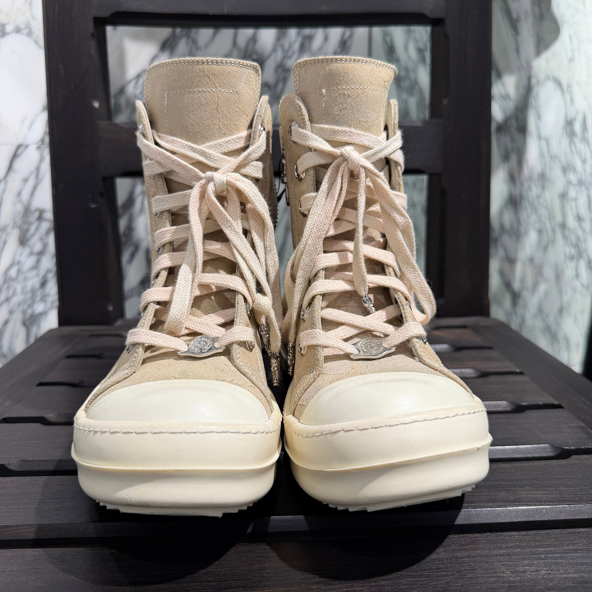 CHROME HEARTS × Rick Owens Ramones Suede Leather Custom Sneakers Size 37 1/2 クロムハーツ × リックオーエンス ラモーンズ スエードレザー カスタムスニーカー サイズ37 1/2