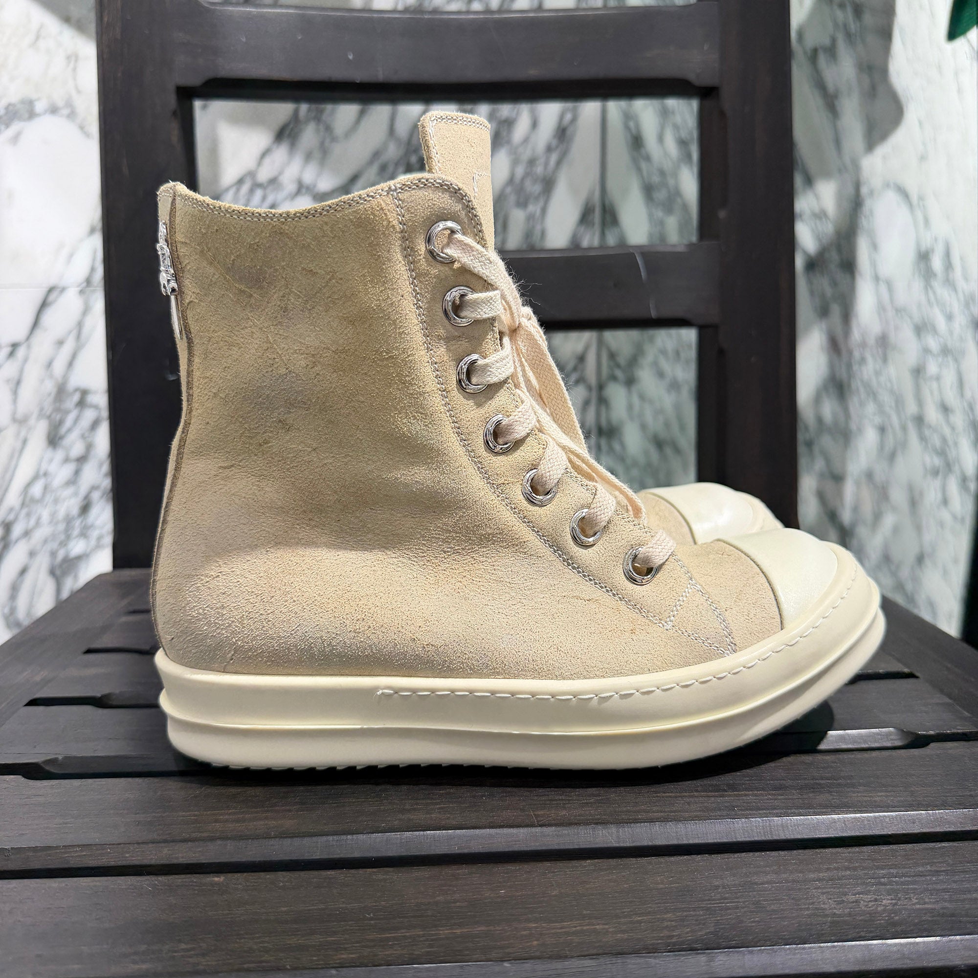 CHROME HEARTS × Rick Owens Ramones Suede Leather Custom Sneakers Size 37 1/2 クロムハーツ × リックオーエンス ラモーンズ スエードレザー カスタムスニーカー サイズ37 1/2