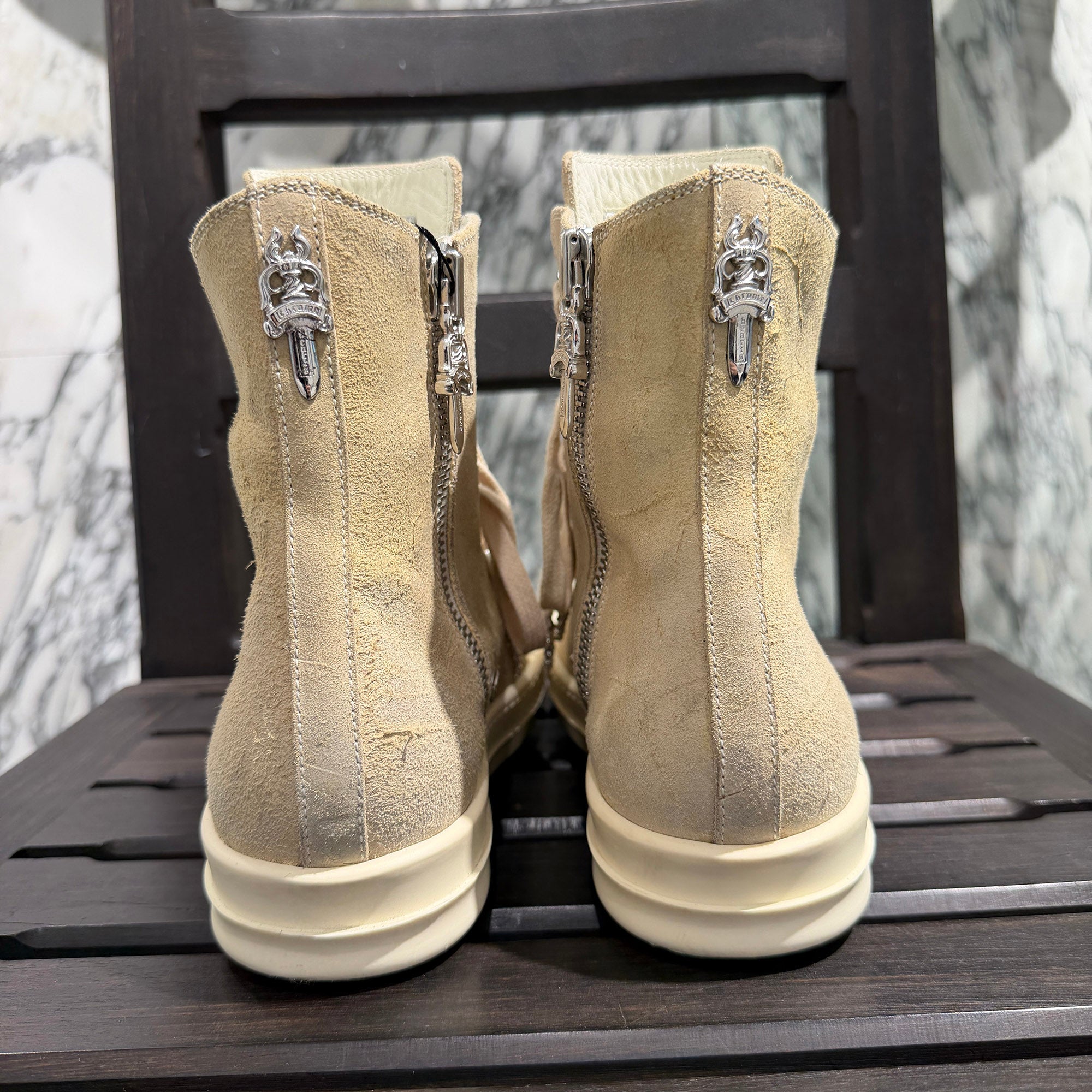 CHROME HEARTS × Rick Owens Ramones Suede Leather Custom Sneakers Size 37 1/2 クロムハーツ × リックオーエンス ラモーンズ スエードレザー カスタムスニーカー サイズ37 1/2