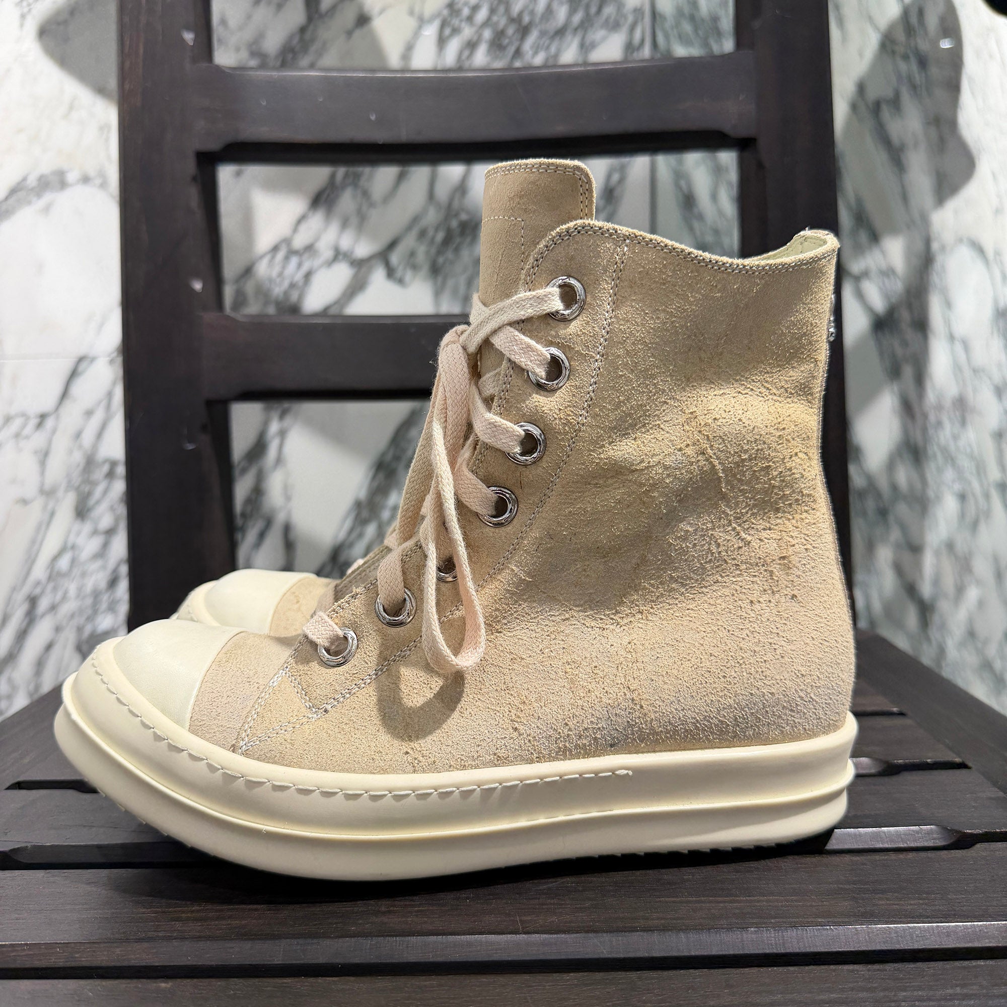 CHROME HEARTS × Rick Owens Ramones Suede Leather Custom Sneakers Size 37 1/2 クロムハーツ × リックオーエンス ラモーンズ スエードレザー カスタムスニーカー サイズ37 1/2