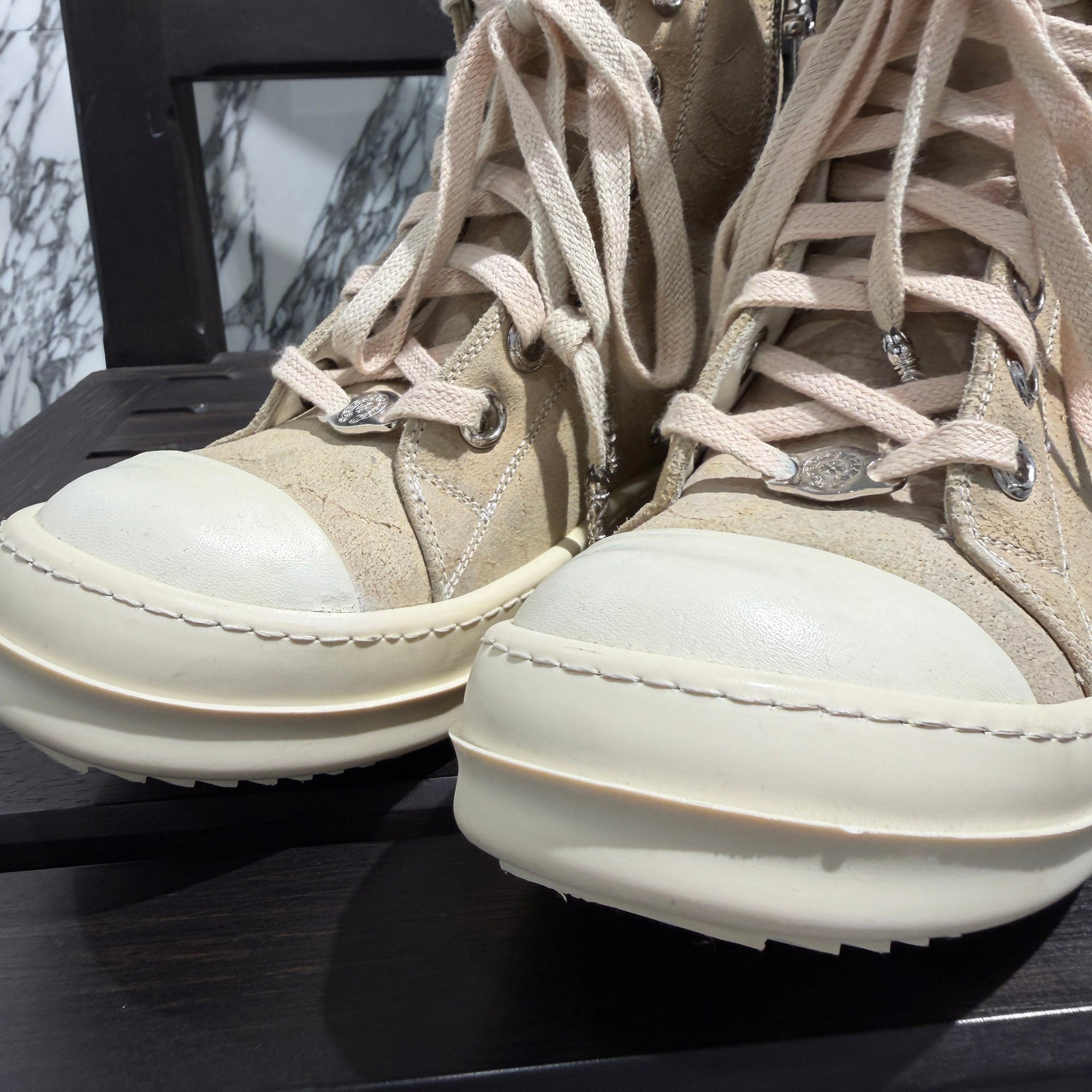 CHROME HEARTS × Rick Owens Ramones Suede Leather Custom Sneakers Size 37 1/2 クロムハーツ × リックオーエンス ラモーンズ スエードレザー カスタムスニーカー サイズ37 1/2