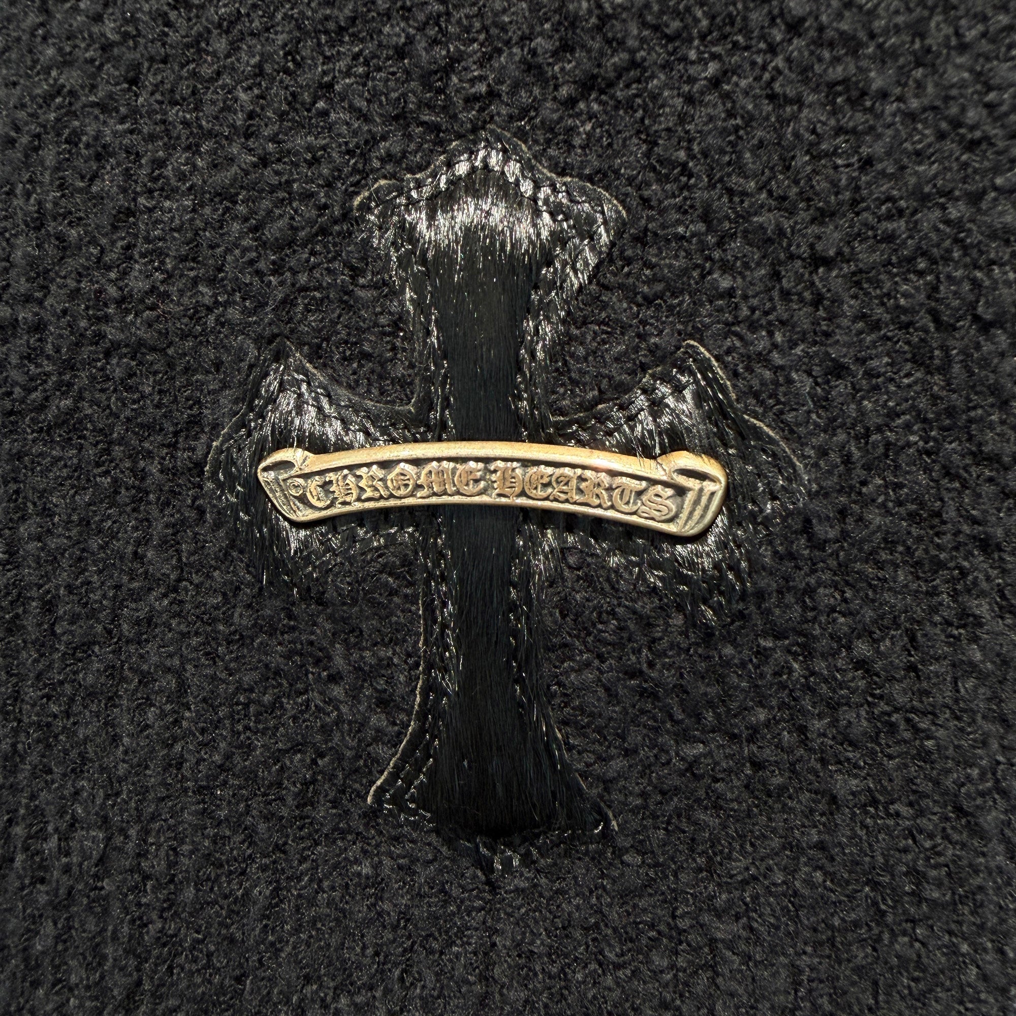 CHROME HEARTS Y NOT Leopard Harako Leather Cross Patch Knit Cardigan Coat Size SML/MED (175/96B) クロムハーツ ワイノット レオパード ハラコ レザークロスパッチ ニット カーディガン コート サイズSML/MED (175/96B)