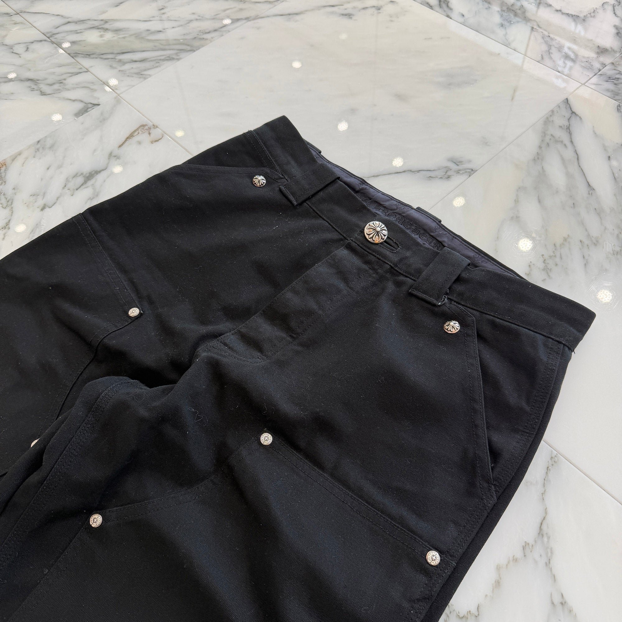 CHROME HEARTS Carpenter Cross Ball Button Denim Pants Size 30