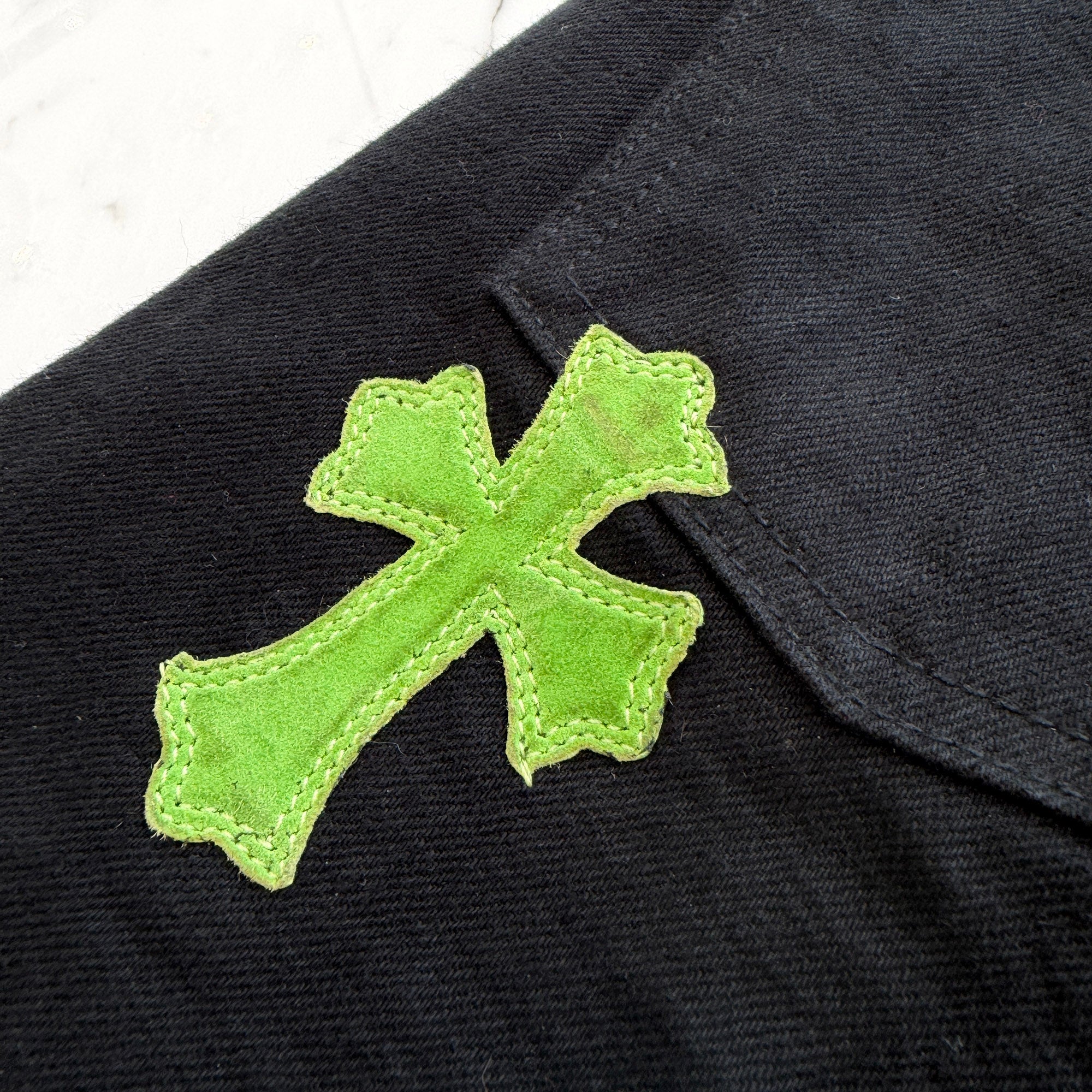 CHROME HEARTS Multi Leather Patch Cross Ball Button Denim Pants Size 32 クロムハーツ マルチレザーパッチ クロスボールボタン デニムパンツ サイズ32
