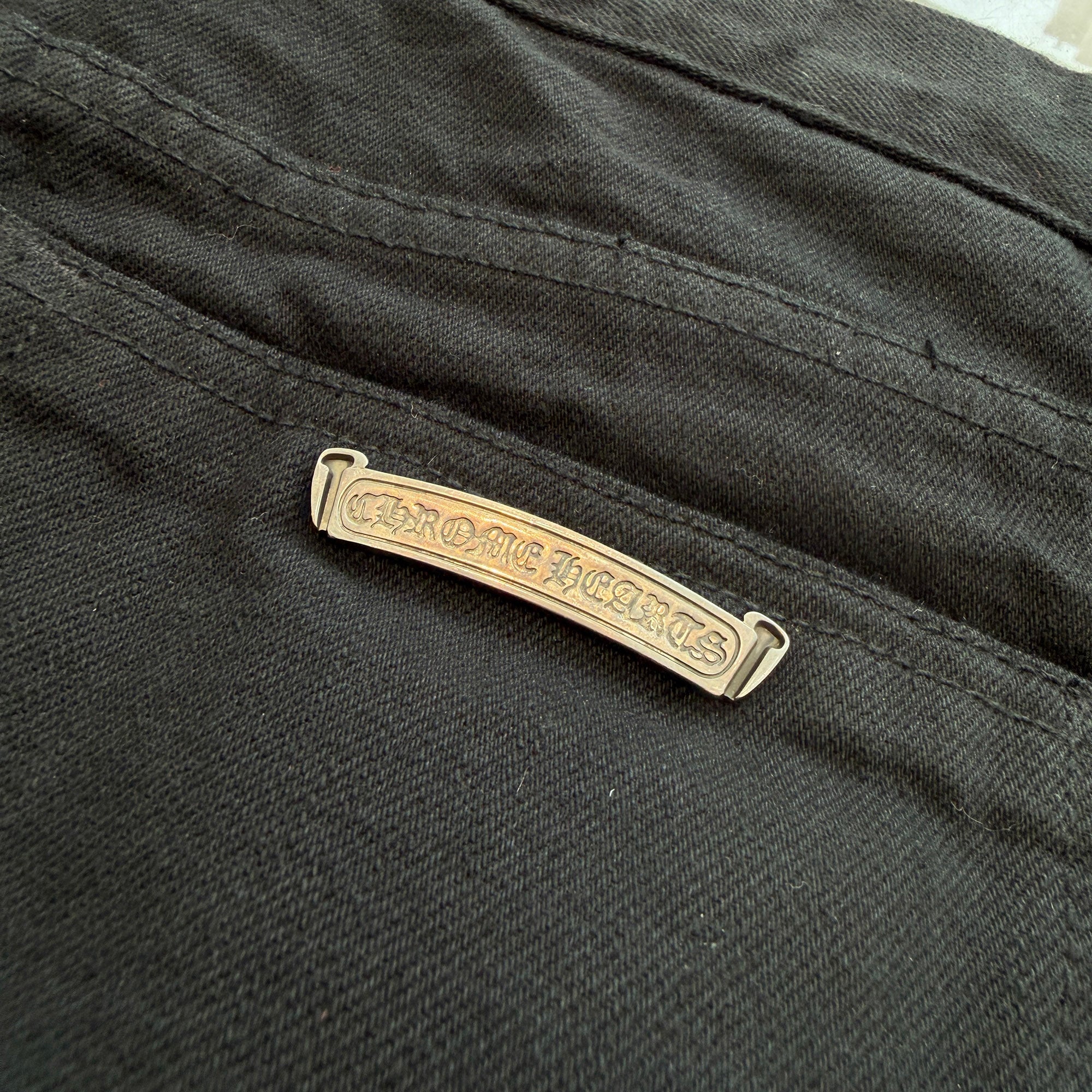 CHROME HEARTS Multi Leather Patch Cross Ball Button Denim Pants Size 32 クロムハーツ マルチレザーパッチ クロスボールボタン デニムパンツ サイズ32