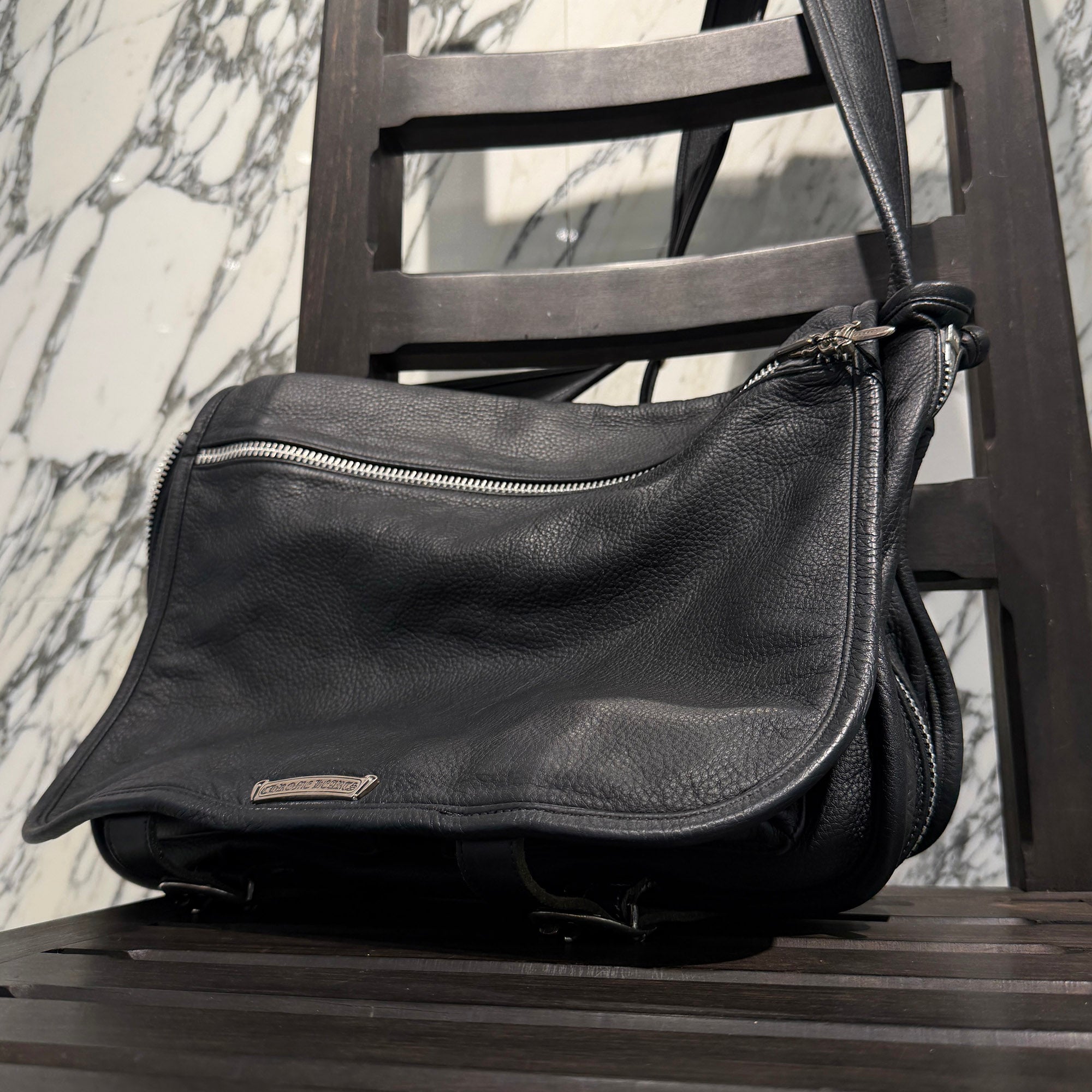 CHROME HEARTS Gunslinger Messenger Leather Shoulder Bag クロムハーツ ガンスリンガー メッセンジャー レザー ショルダーバッグ