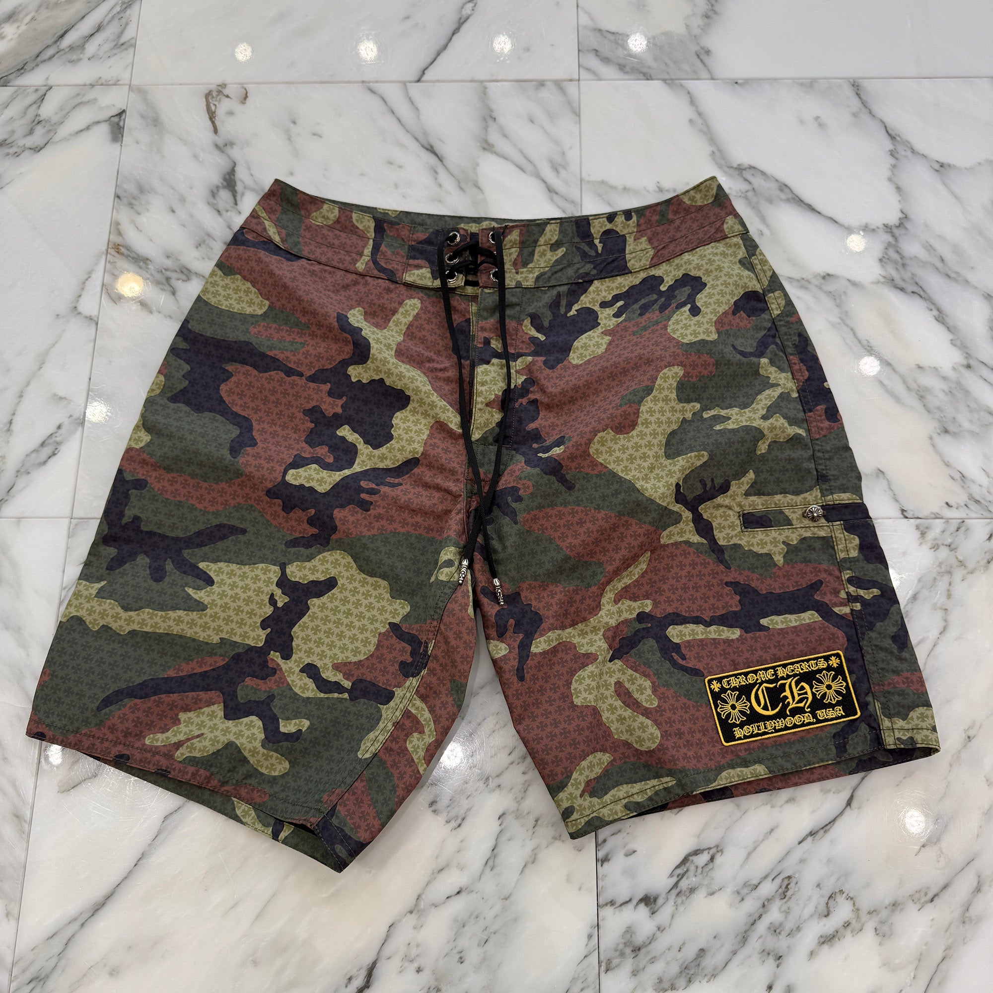 CHROME HEARTS SURF BRITCHES CH PLUS Camouflage Nylon Swim Shorts Size 32 クロムハーツ サーフ ブリーチズ CHプラス カモフラージュ ナイロン スイムショーツ サイズ32