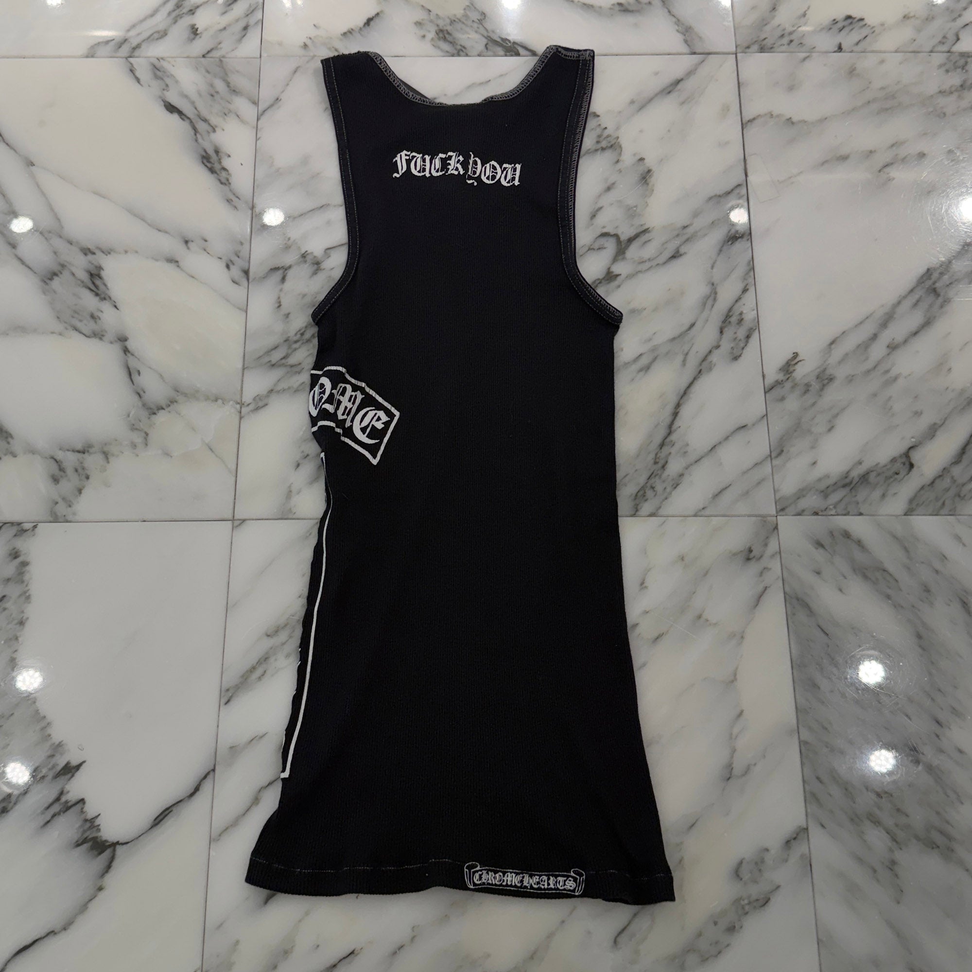 CHROME HEARTS CH Cross Side Vertical Logo Fuck You Tank Top Size S クロムハーツ CHクロス サイド ヴァーティカルロゴ ファックユー タンクトップ サイズS