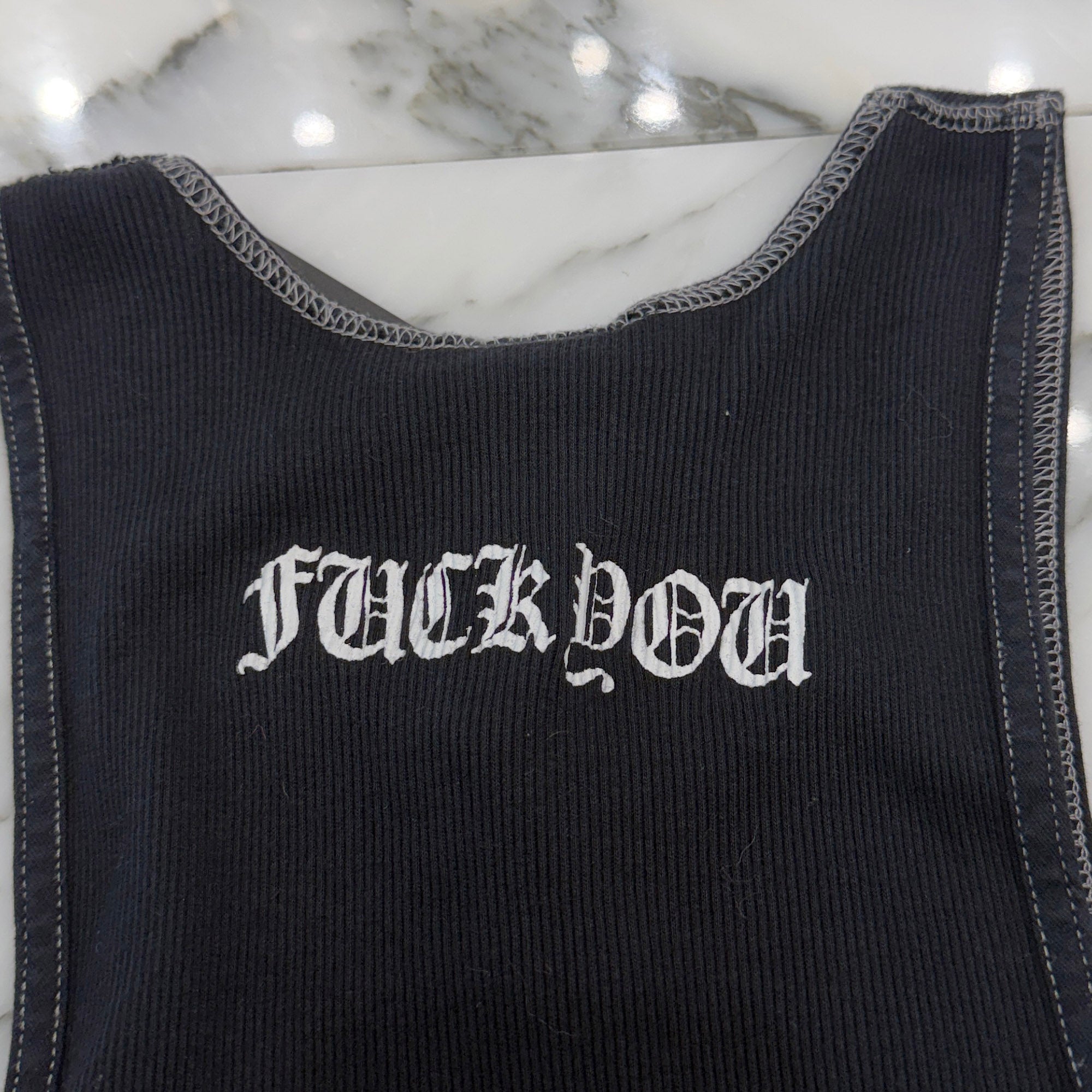 CHROME HEARTS CH Cross Side Vertical Logo Fuck You Tank Top Size S クロムハーツ CHクロス サイド ヴァーティカルロゴ ファックユー タンクトップ サイズS