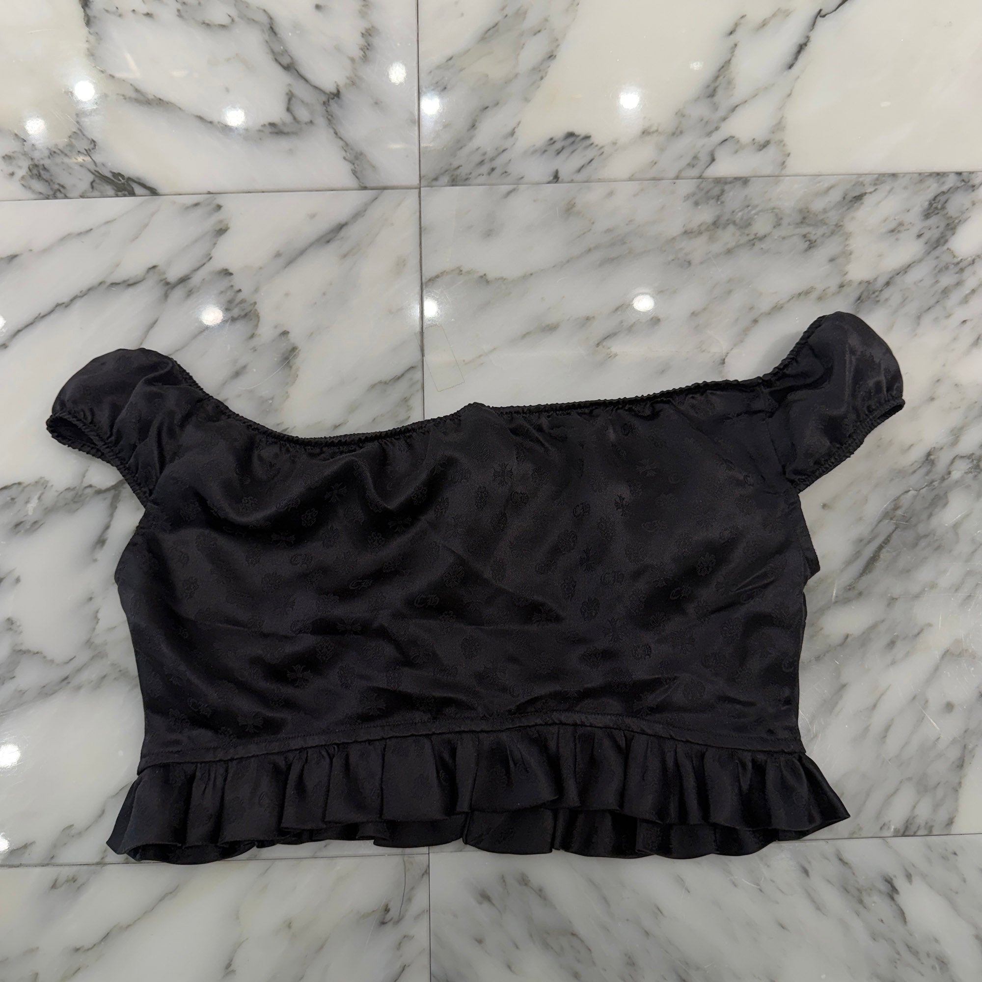 CHROME HEARTS Frill Lace Off Shoulder Blouse Size S クロムハーツ フリルレース オフショルダー ブラウス サイズS