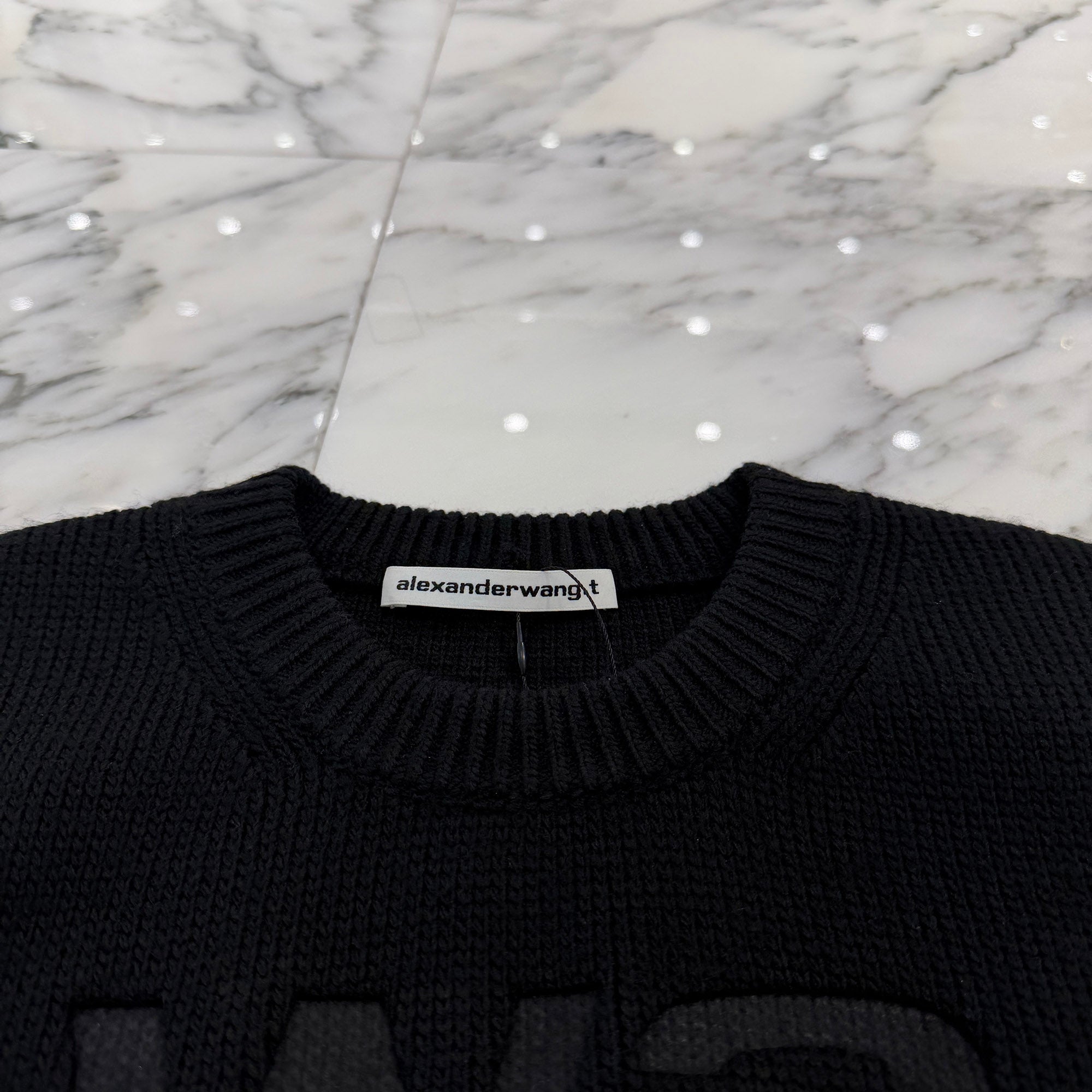 Alexander Wang Debossed Stacked Logo Cropped Knit Tee 4KC4231021 Size XS アレキサンダーワン ディボスド スタックド ロゴ クロップド ニットTシャツ サイズXS