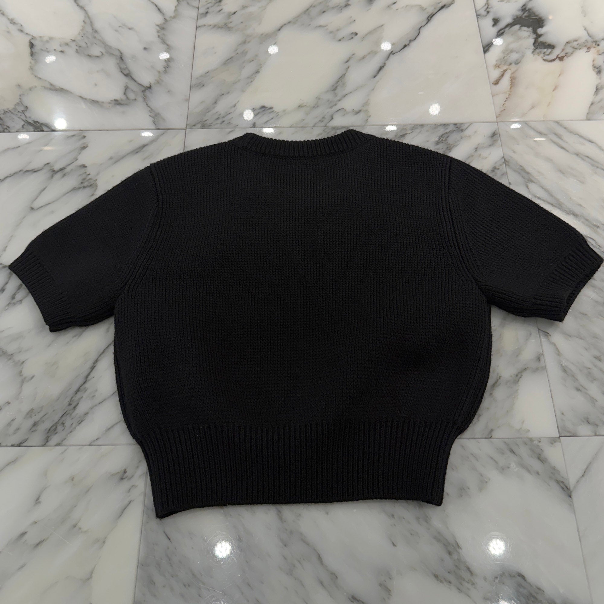 Alexander Wang Debossed Stacked Logo Cropped Knit Tee 4KC4231021 Size XS アレキサンダーワン ディボスド スタックド ロゴ クロップド ニットTシャツ サイズXS