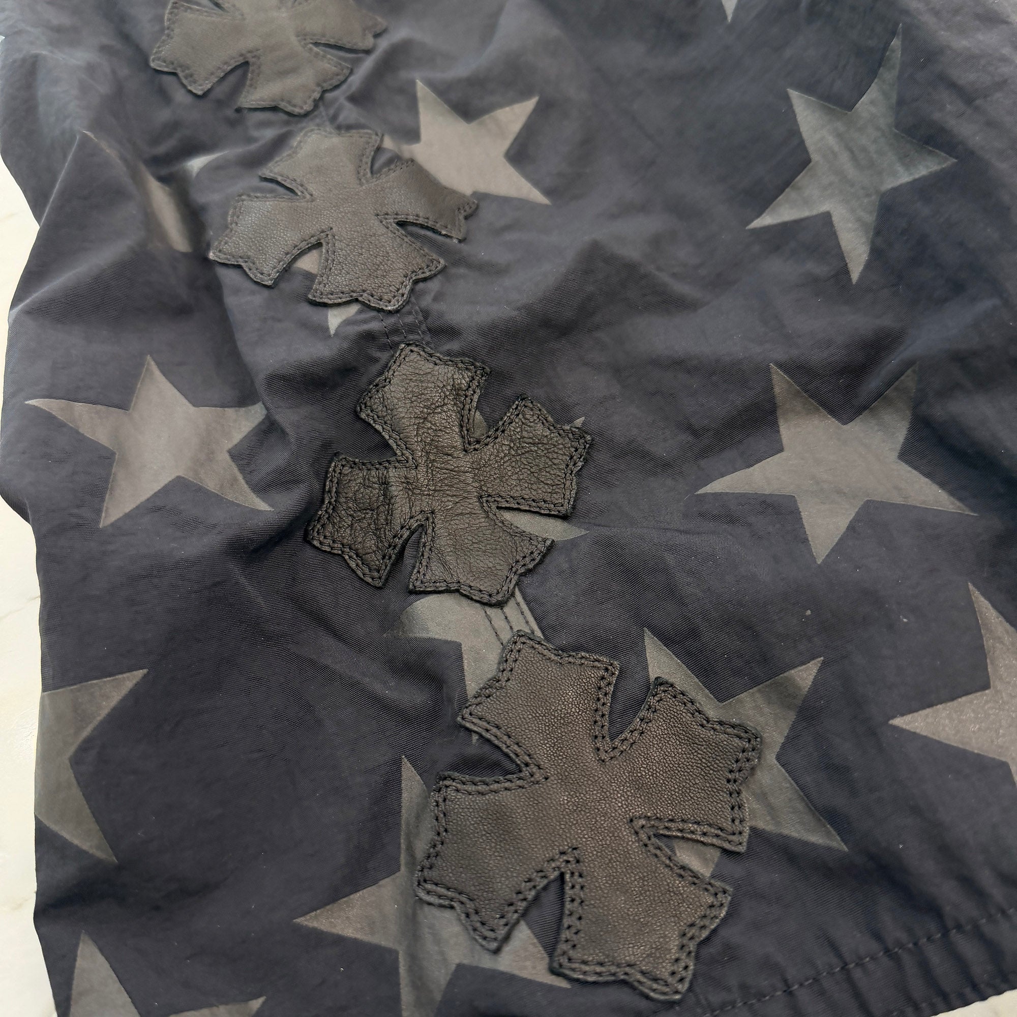 CHROME HEARTS 1 Cross Leather Patch Star Surf Short Pants Size 30 クロムハーツ 1 クロス レザーパッチ スターサーフショートパンツ サイズ30