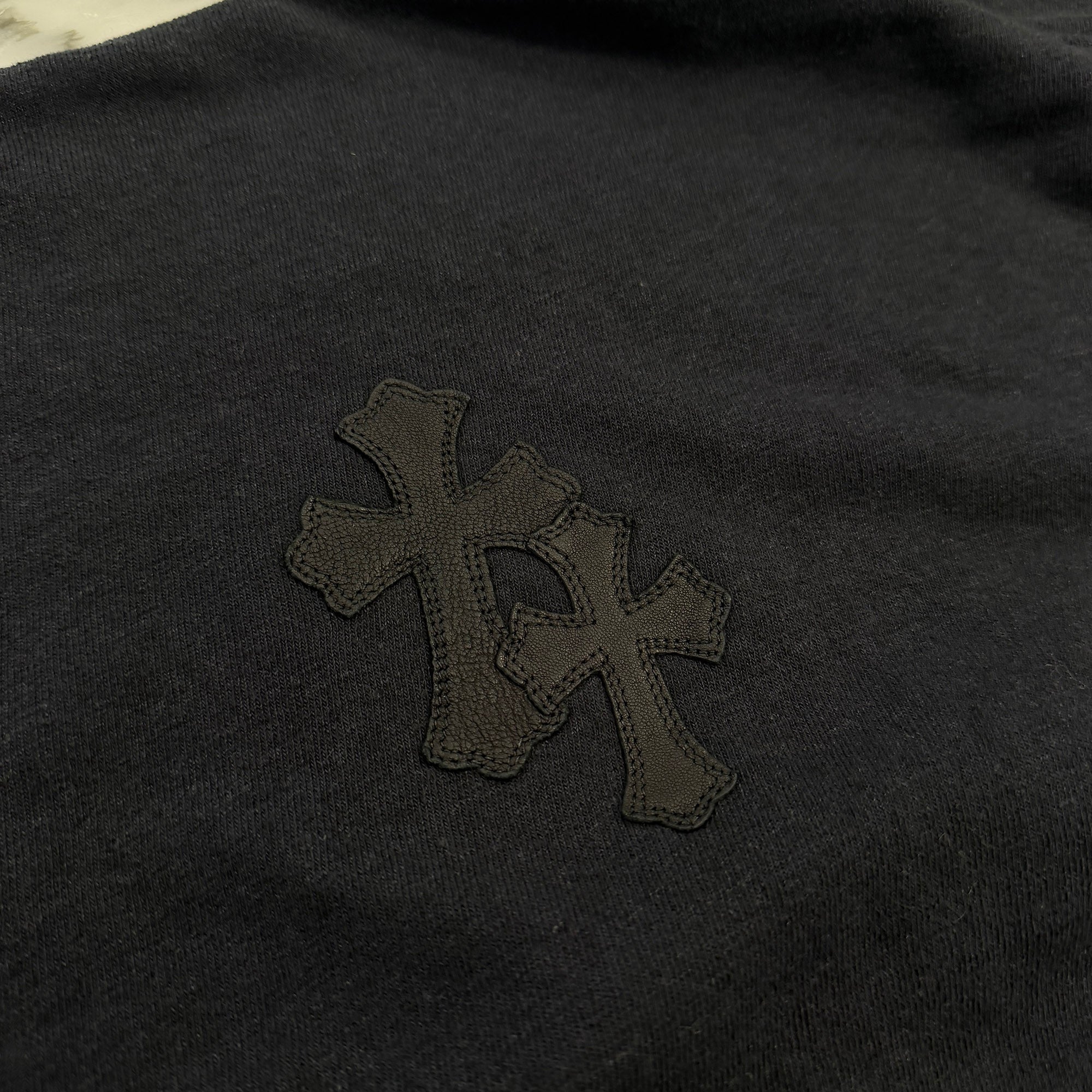 CHROME HEARTS Y NOT Cemetery Cross Leather Patch Pullover Hoodie Size XL クロムハーツ ワイノット セメタリークロスレザーパッチ プルオーバー フーディー サイズXL