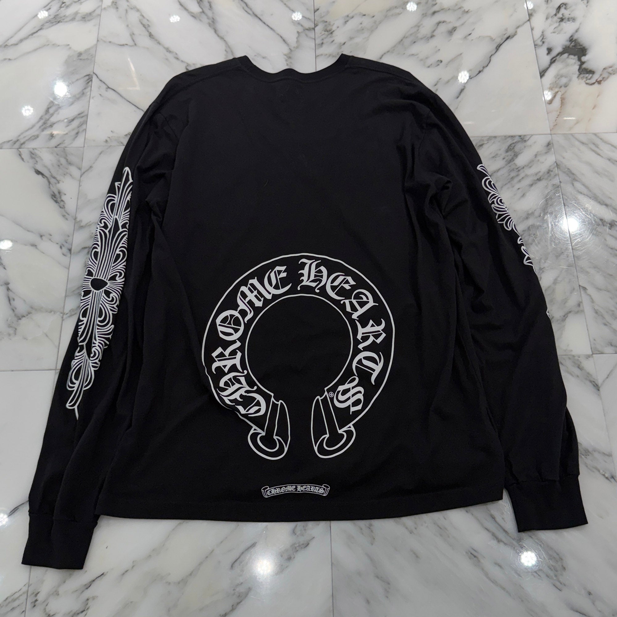 CHROME HEARTS Floral Cross Horseshoe Long Sleeve Tee Size XL クロムハーツ フローラルクロス ホースシュー ロングスリーブ Tシャツ サイズXL