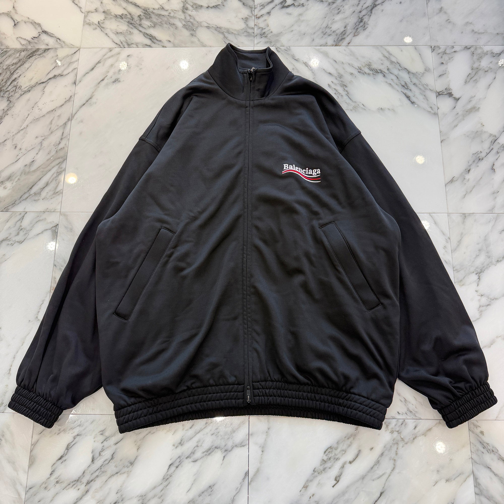 BALENCIAGA 2024SS Campaign Logo Embroidered Zip Up Jacket 818502 TRVE2 Size L バレンシアガ キャンペーンロゴ刺繍 ジップアップ ジャケット サイズL