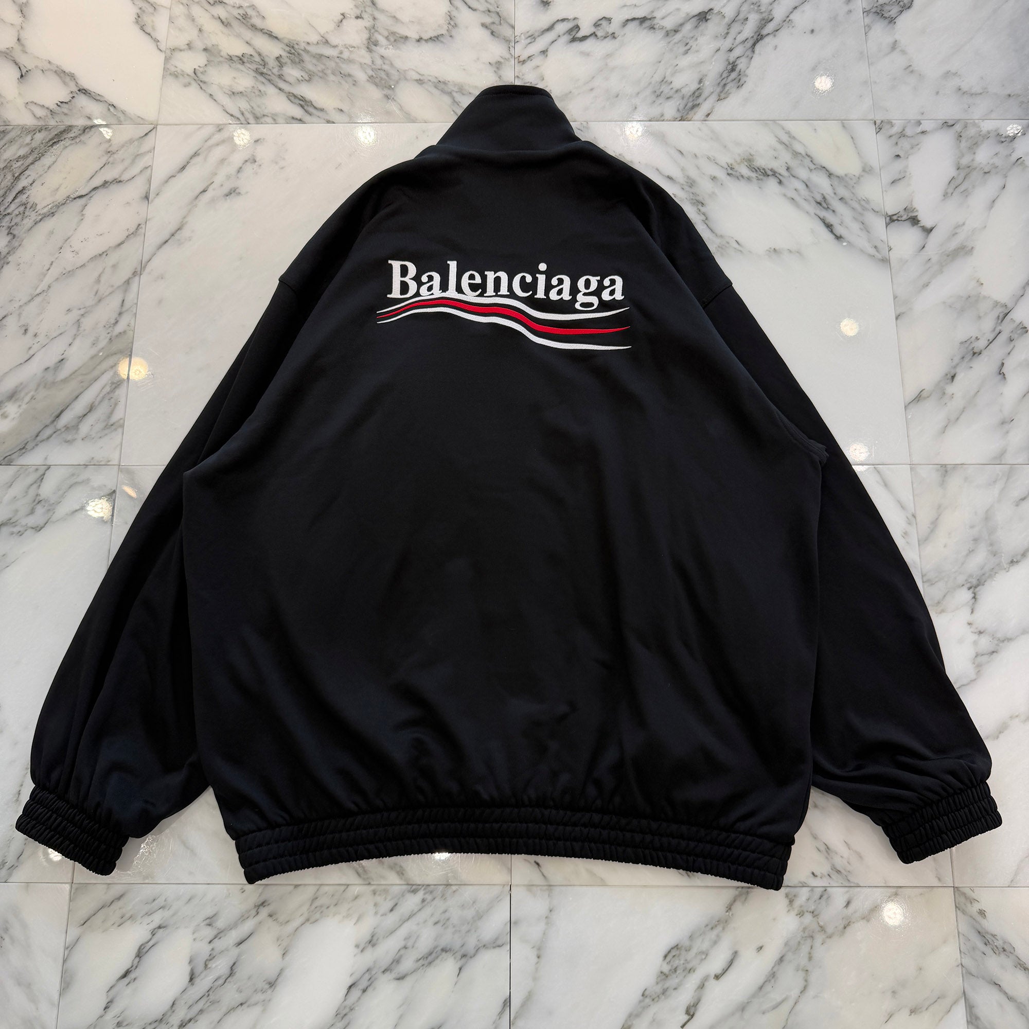 BALENCIAGA 2024SS Campaign Logo Embroidered Zip Up Jacket 818502 TRVE2 Size L バレンシアガ キャンペーンロゴ刺繍 ジップアップ ジャケット サイズL