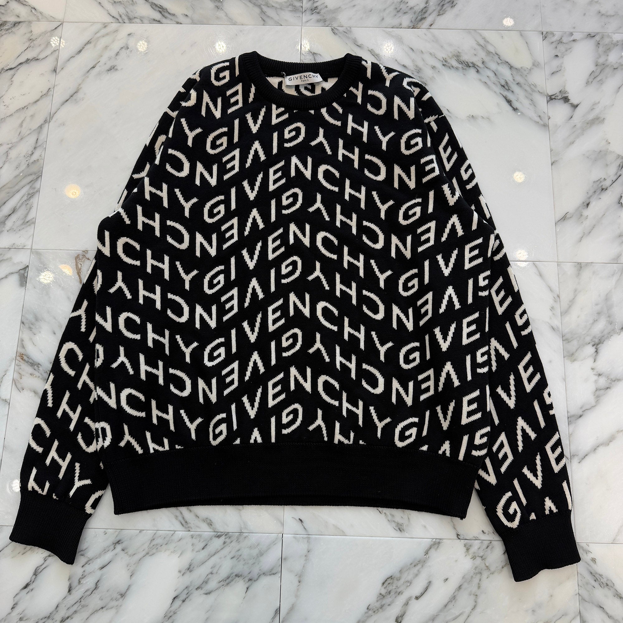 GIVENCHY 2021SS Reflected Jacquard Logo Wool Knit Sweater BM90EQ4Y7G ジバンシー リフレクテッド ジャカード ウール ロゴ ニット セーター
