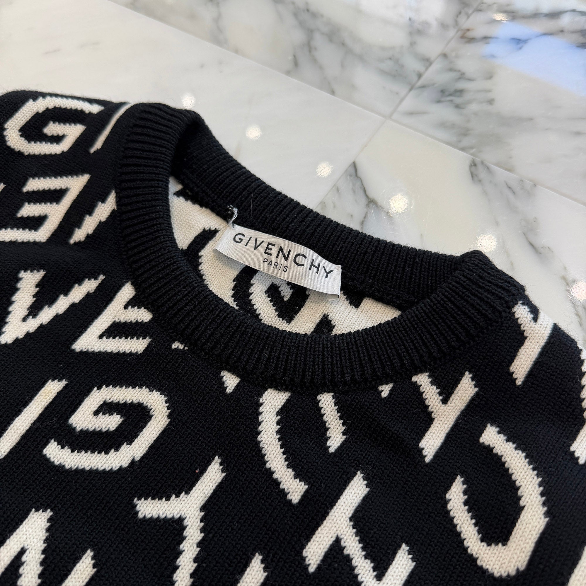 GIVENCHY 2021SS Reflected Jacquard Logo Wool Knit Sweater BM90EQ4Y7G ジバンシー リフレクテッド ジャカード ウール ロゴ ニット セーター