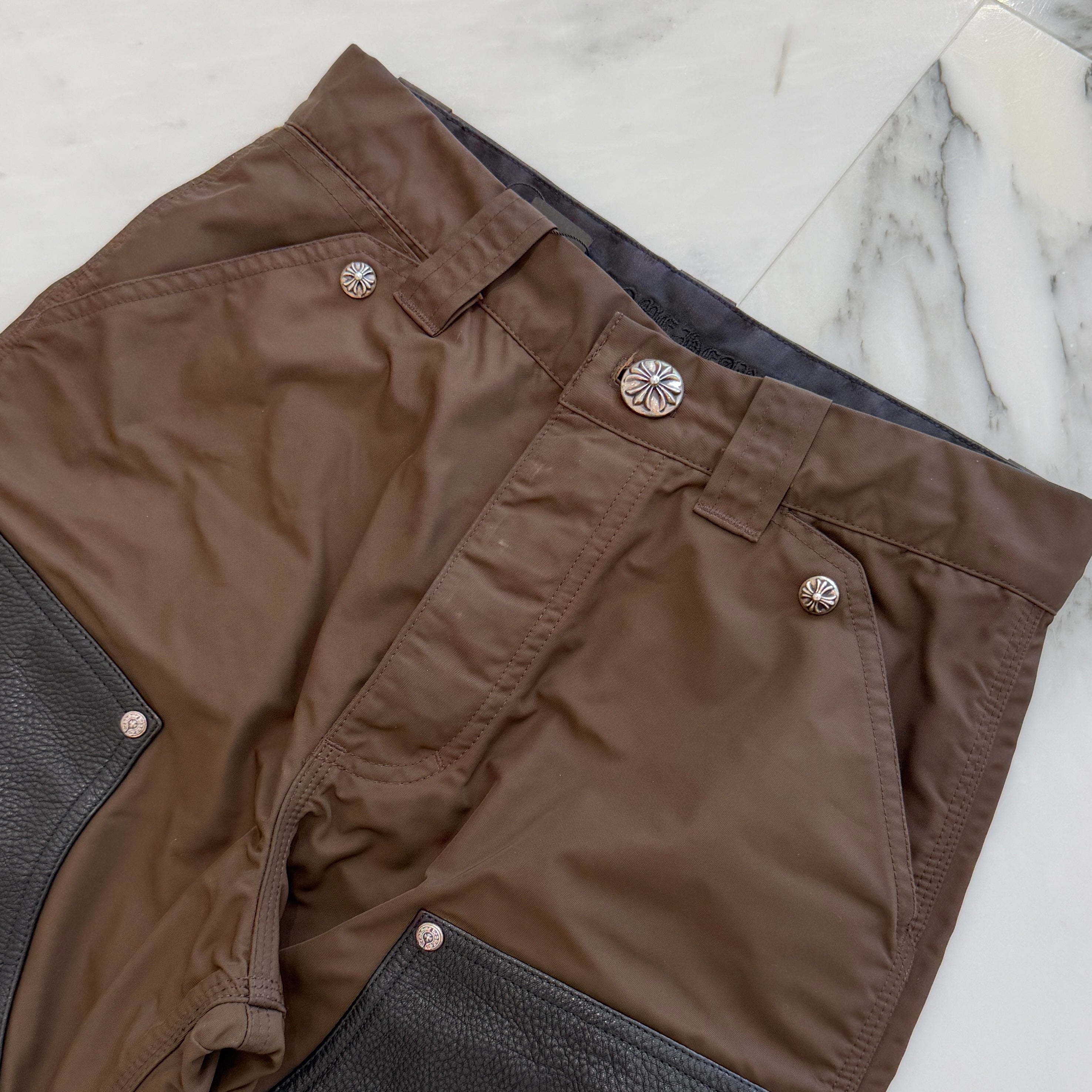 【12月】クロム CHROME HEARTS Carpenter Leather Double Knee Nylon Leather Cross