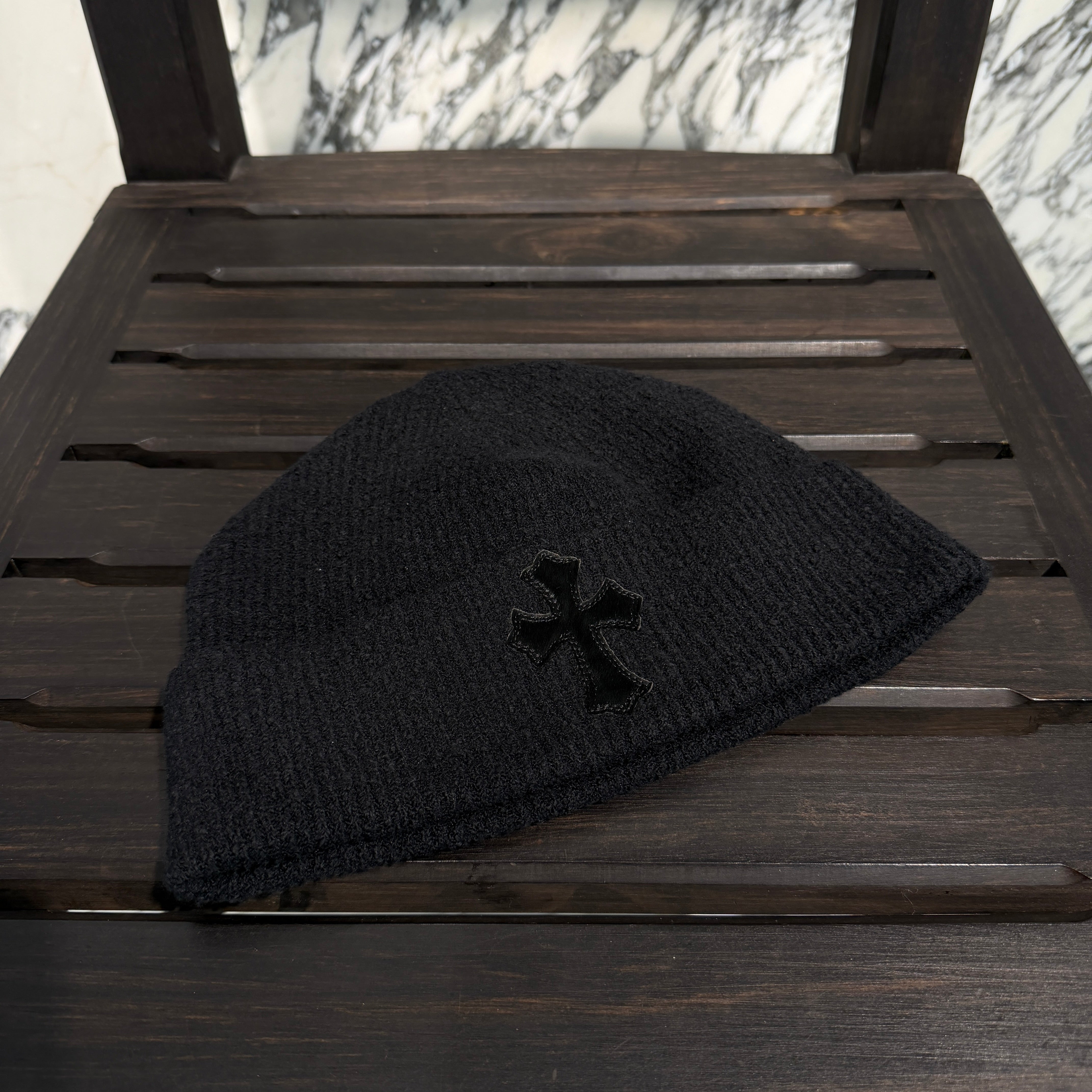 CHROME HEARTS 2024AW Harako Leather Cross Patch Beanie Size ONE