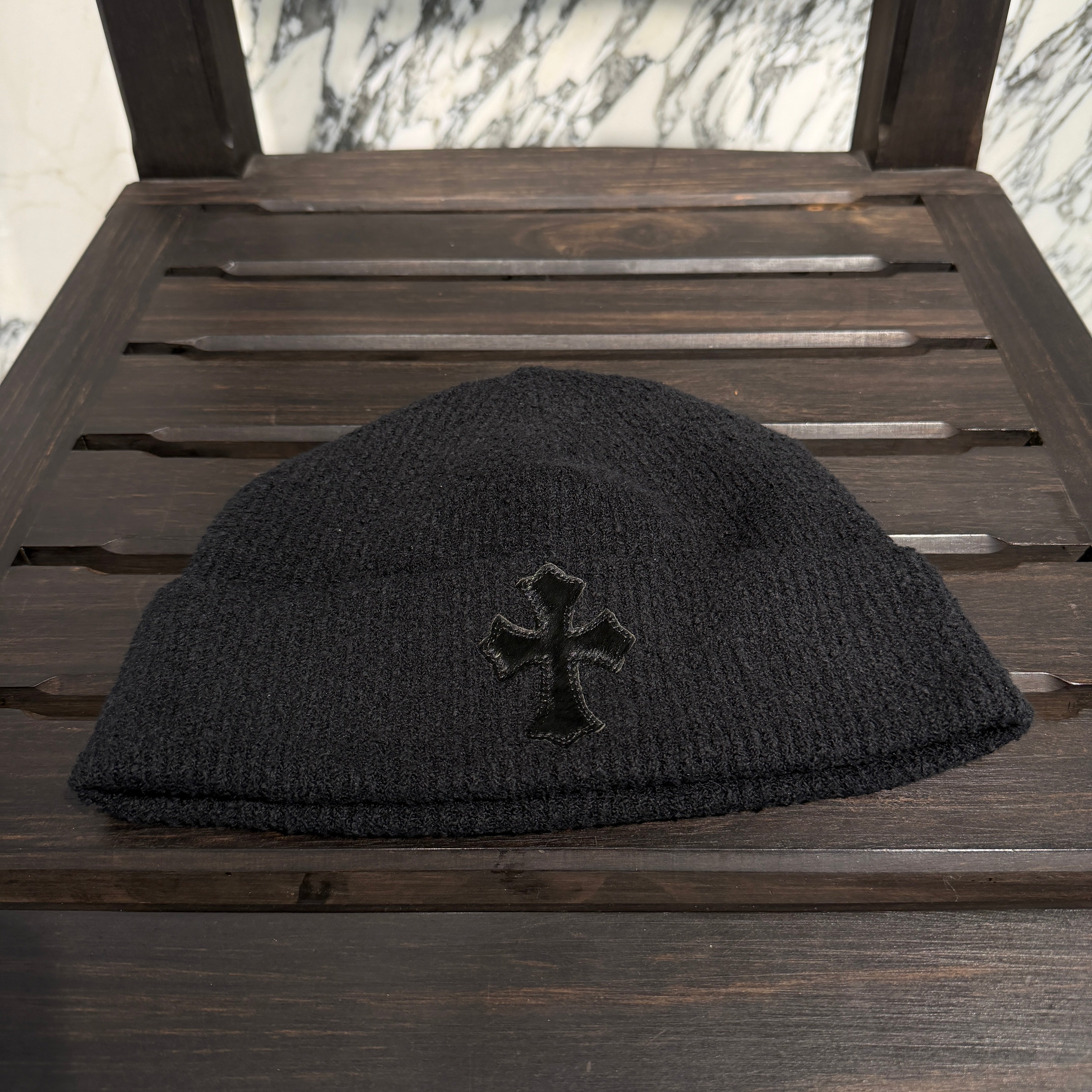 CHROME HEARTS 2024AW Harako Leather Cross Patch Beanie Size ONE