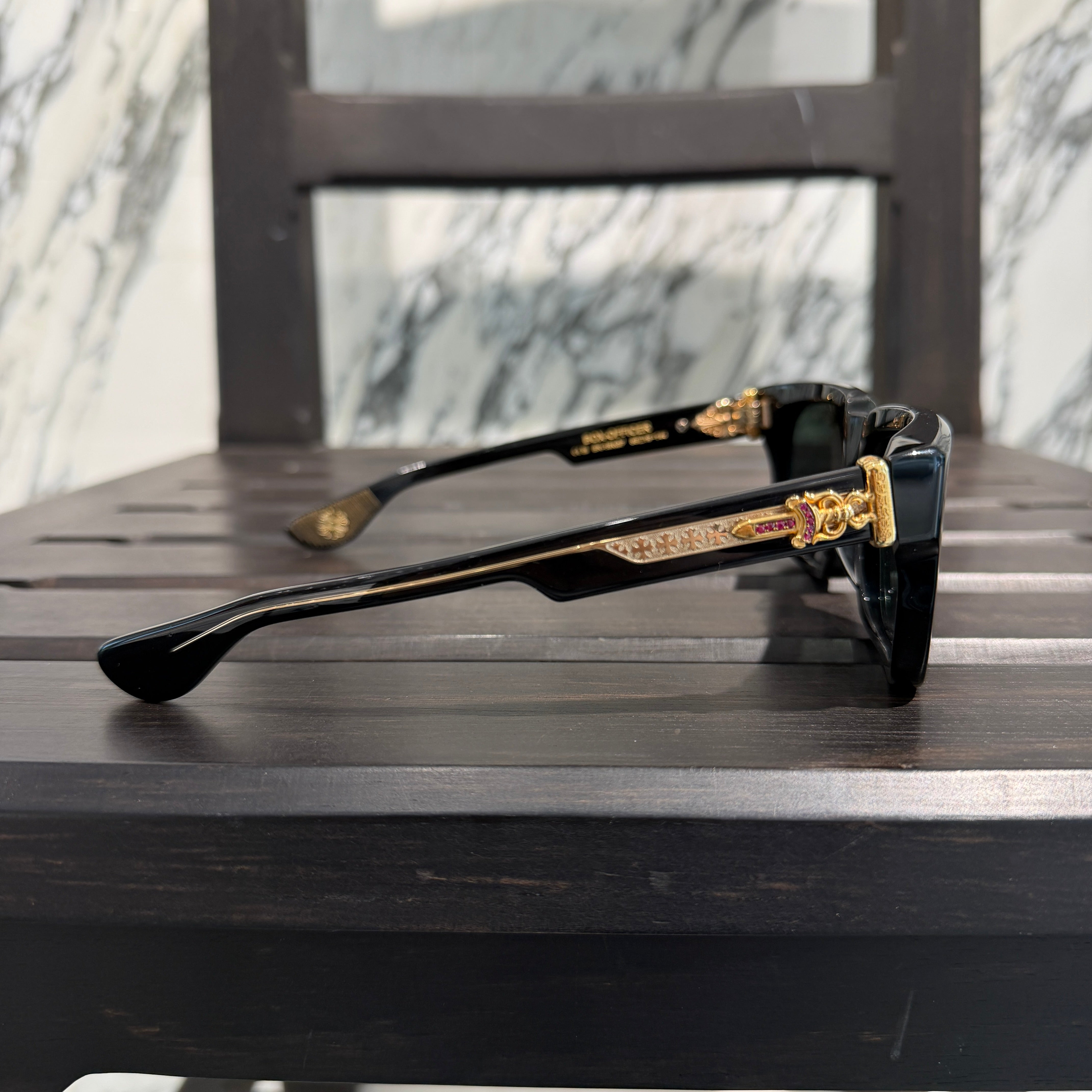 CHROME HEARTS BOX-OFFICER Sunglasses Ruby Dagger Size 56□19-144 クロムハーツ ボックスオフィサー サングラス ルビーダガー サイズ56□19-144