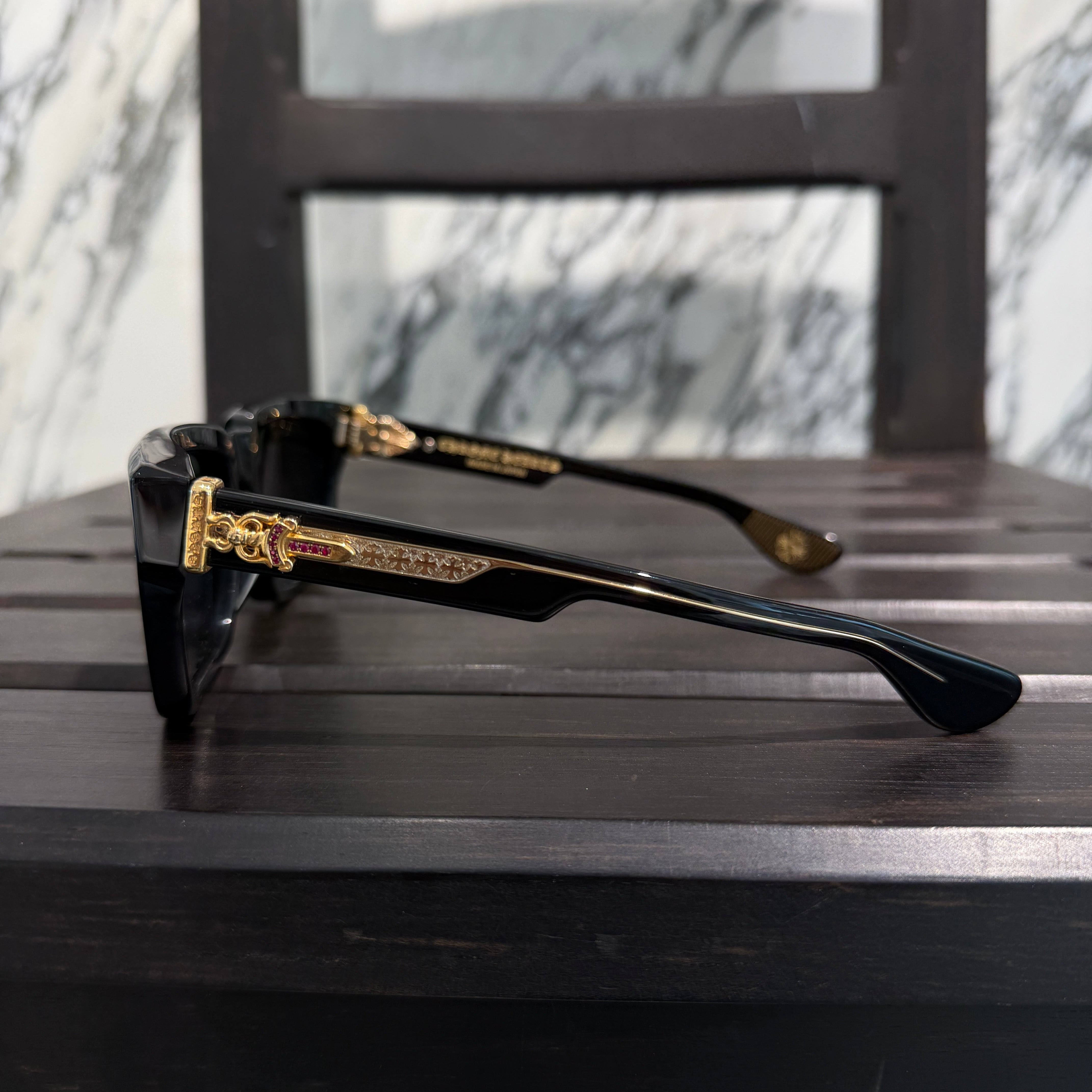 CHROME HEARTS BOX-OFFICER Sunglasses Ruby Dagger Size 56□19-144 クロムハーツ ボックスオフィサー サングラス ルビーダガー サイズ56□19-144