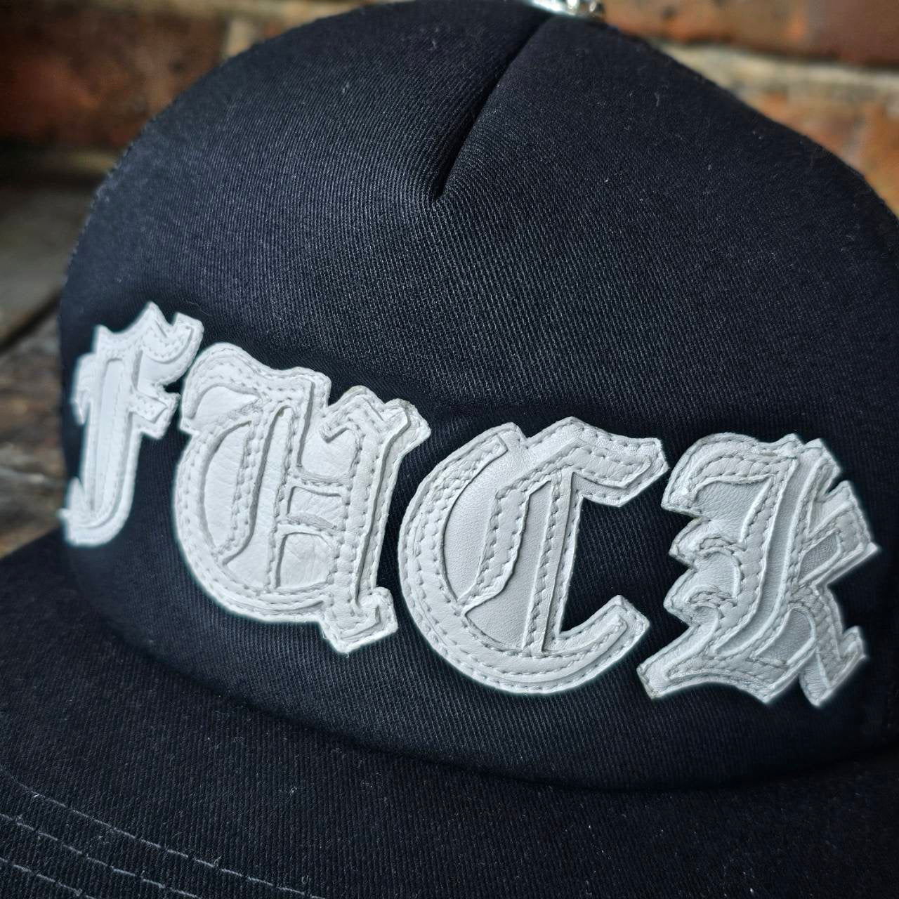 CHROME HEARTS FUCK Leather Patch Trucker Cap Size ONE SIZE (51-61) クロムハーツ ファック レザーパッチ トラッカーキャップ サイズONE SIZE (51-61)