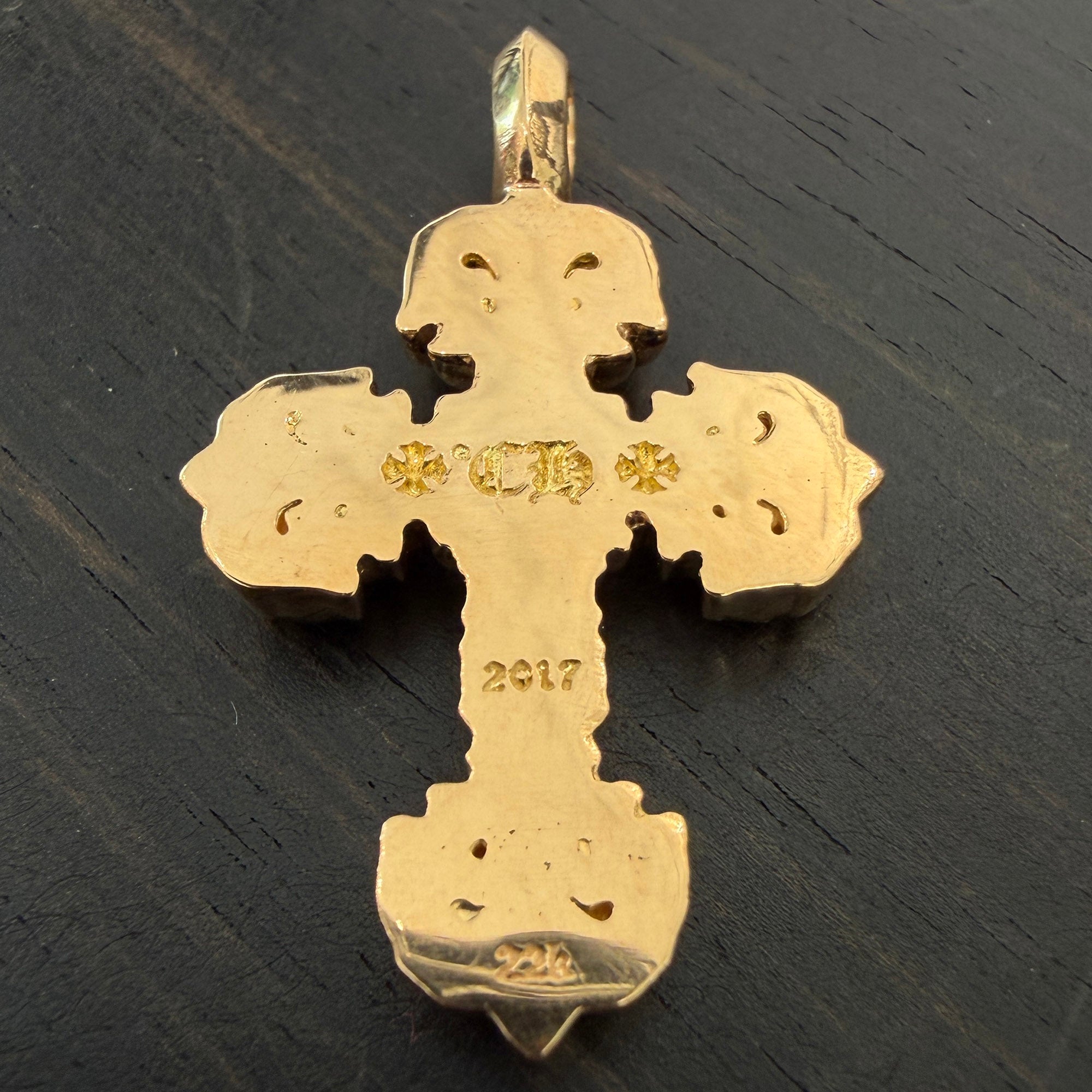 CHROME HEARTS 22K Tiny Filigree Cross Pendent Top クロムハーツ 22K タイニー フィリグリー ペンダント トップ