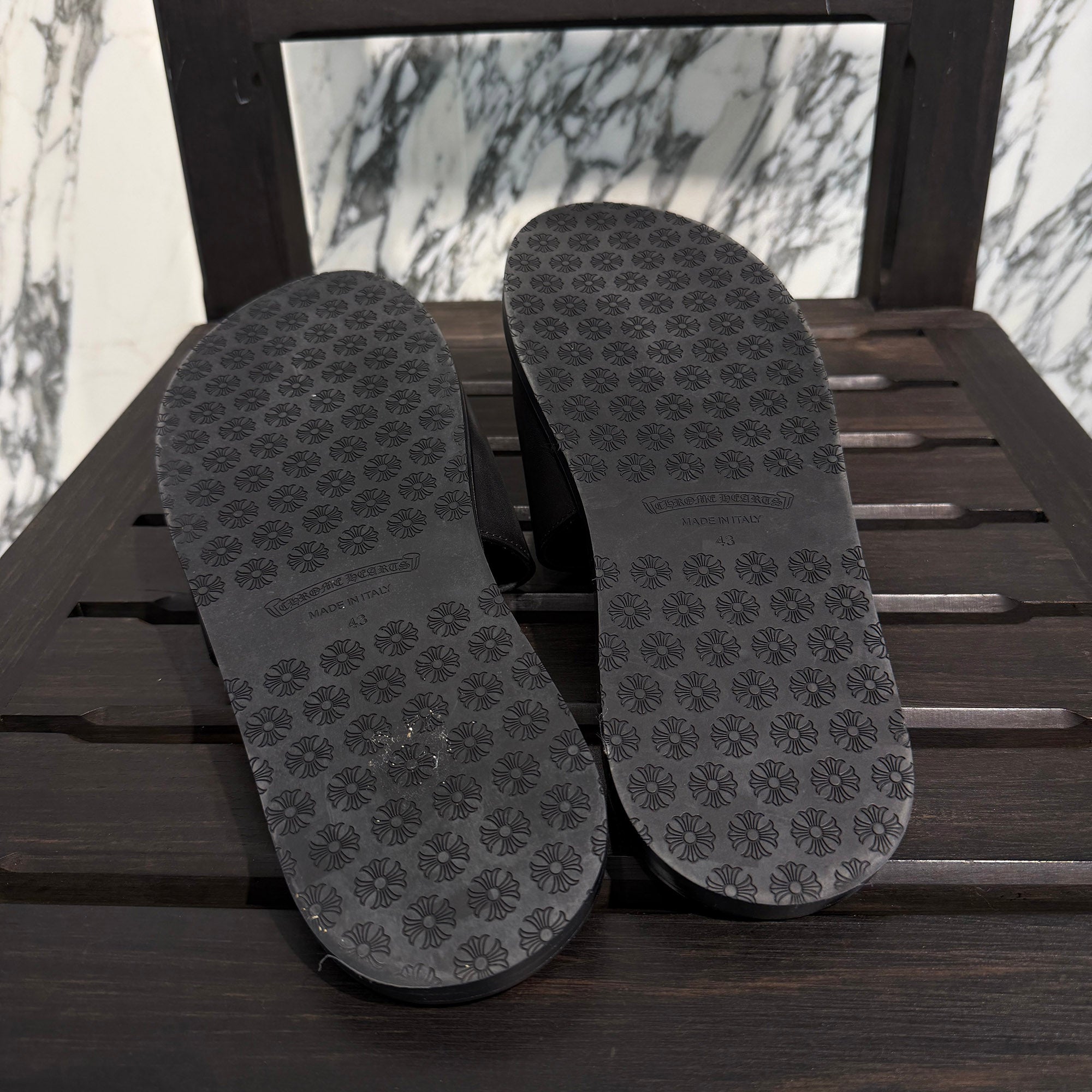 CHROME HEARTS Leather Cross Patch Sandals Size 43 (27.5cm～28.0cm) クロムハーツ レザークロスパッチ サンダル サイズ43 (27.5cm～28.0cm)