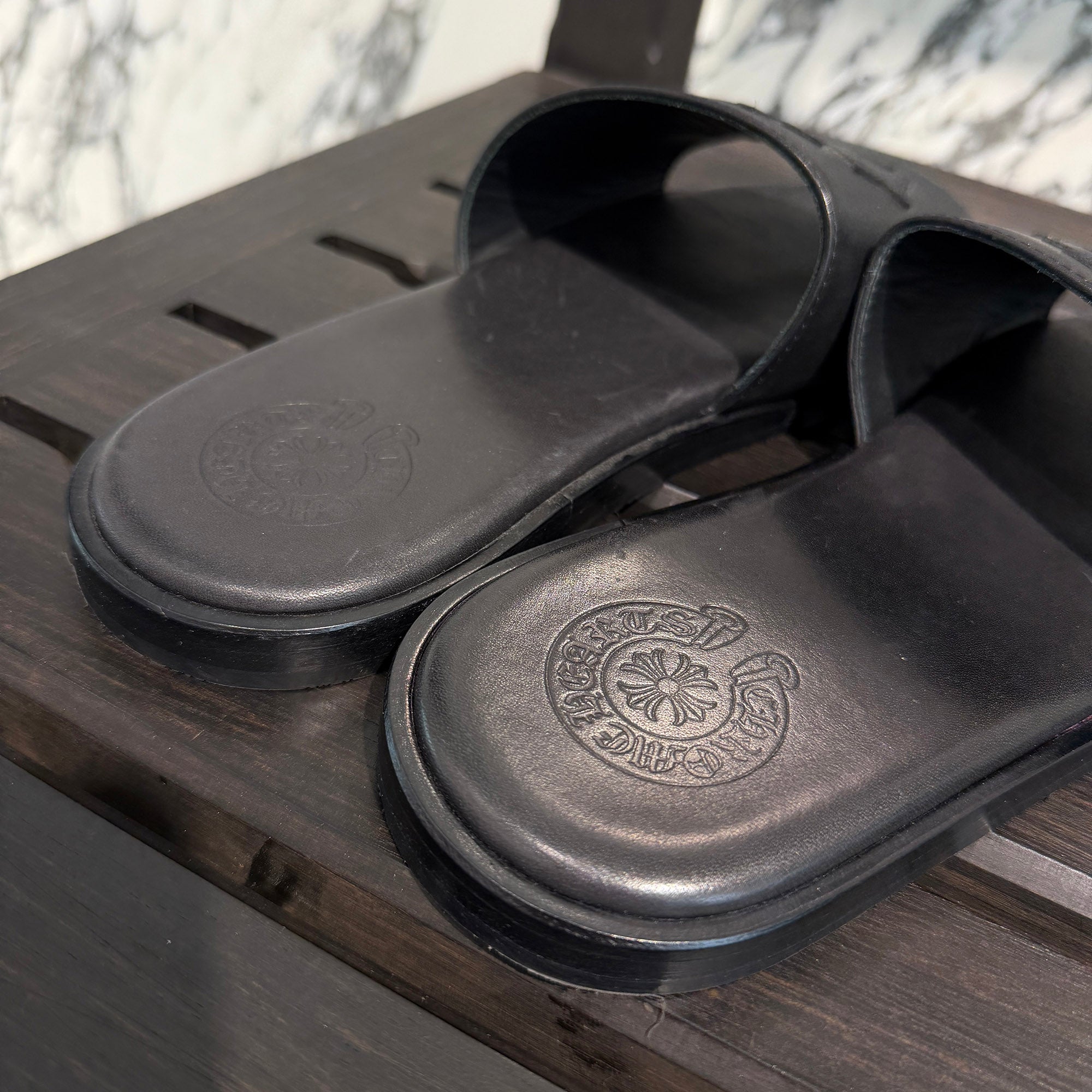 CHROME HEARTS Leather Cross Patch Sandals Size 43 (27.5cm～28.0cm) クロムハーツ レザークロスパッチ サンダル サイズ43 (27.5cm～28.0cm)