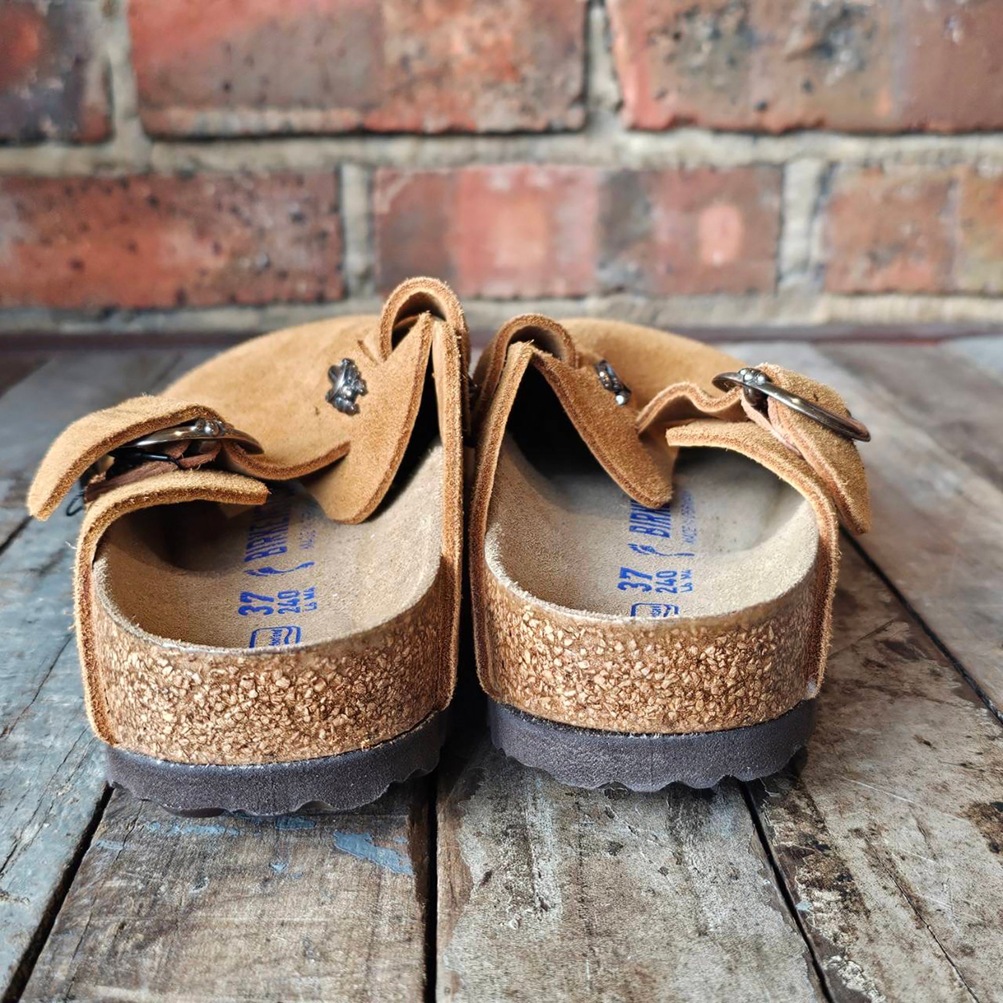 CHROME HEARTS × BIRKENSTOCK Boston Silver Dagger Suede Leather Sandals Size 37 (24.0cm) クロムハーツ × ビルケンストック ボストン シルバーダガー装飾 スエードレザー サンダル サイズ37 (24.0cm)