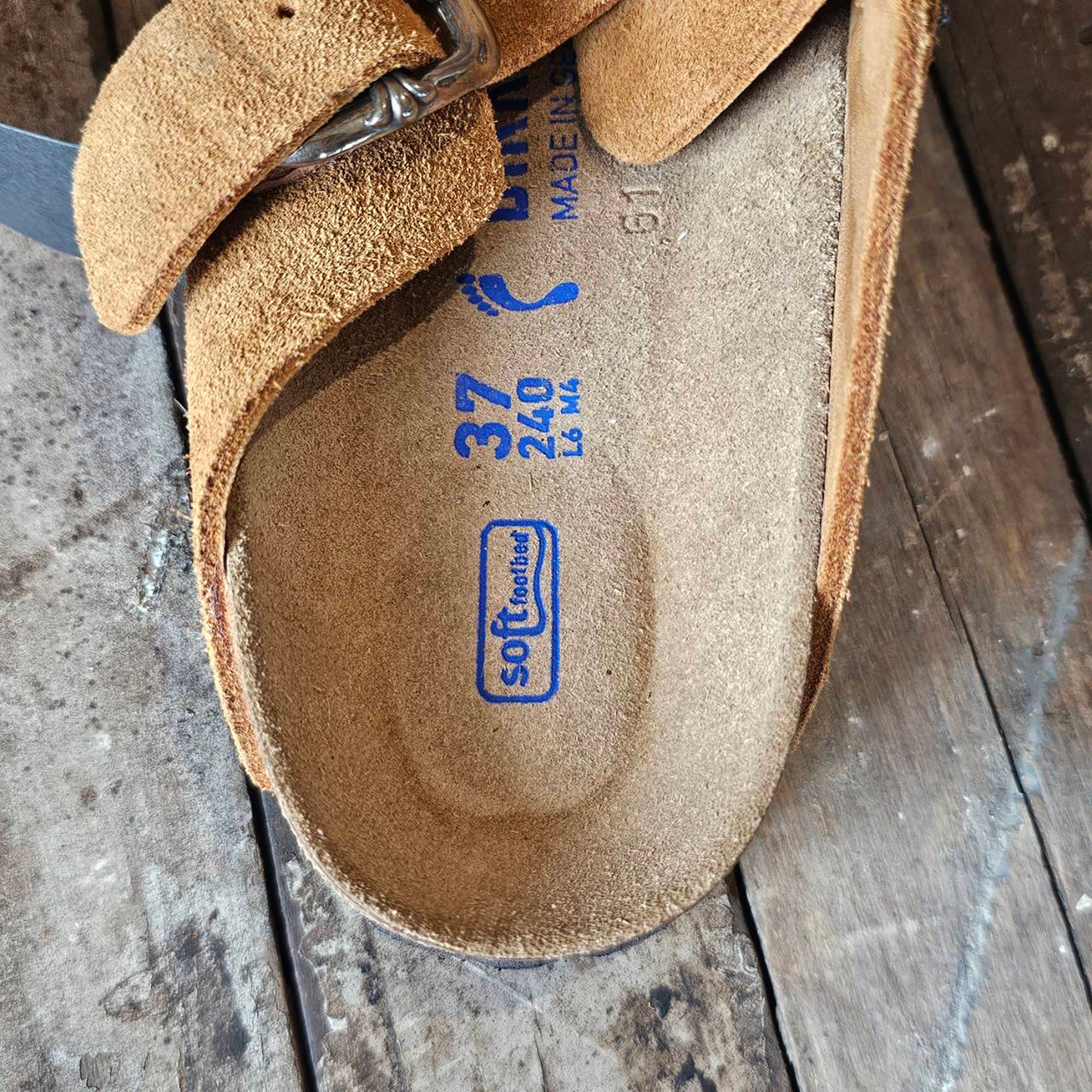 CHROME HEARTS × BIRKENSTOCK Boston Silver Dagger Suede Leather Sandals Size 37 (24.0cm) クロムハーツ × ビルケンストック ボストン シルバーダガー装飾 スエードレザー サンダル サイズ37 (24.0cm)