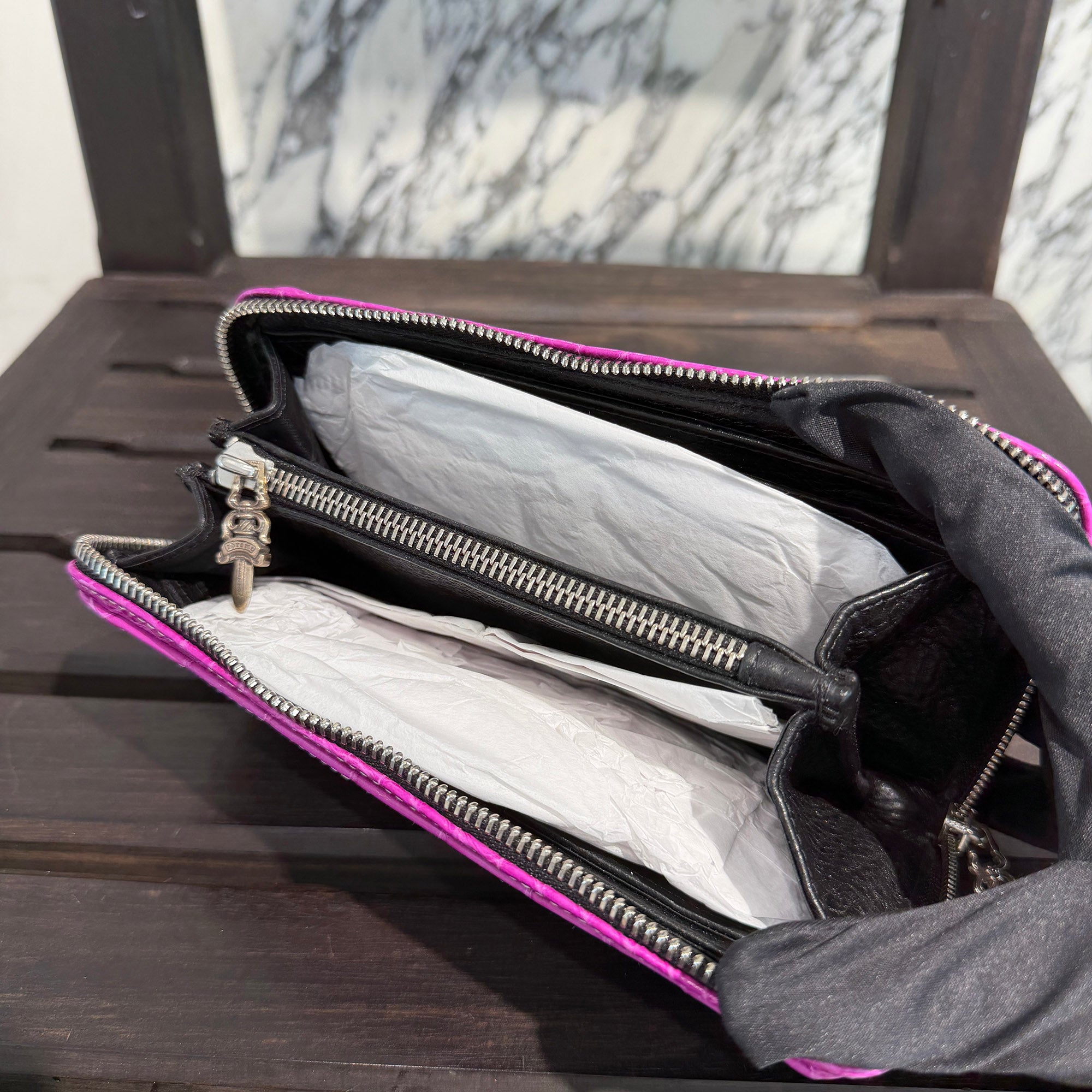 CHROME HEARTS Alligator REC F ZIP Leather Wallet クロムハーツ アリゲーター レック F ジップ レザー ウォレット