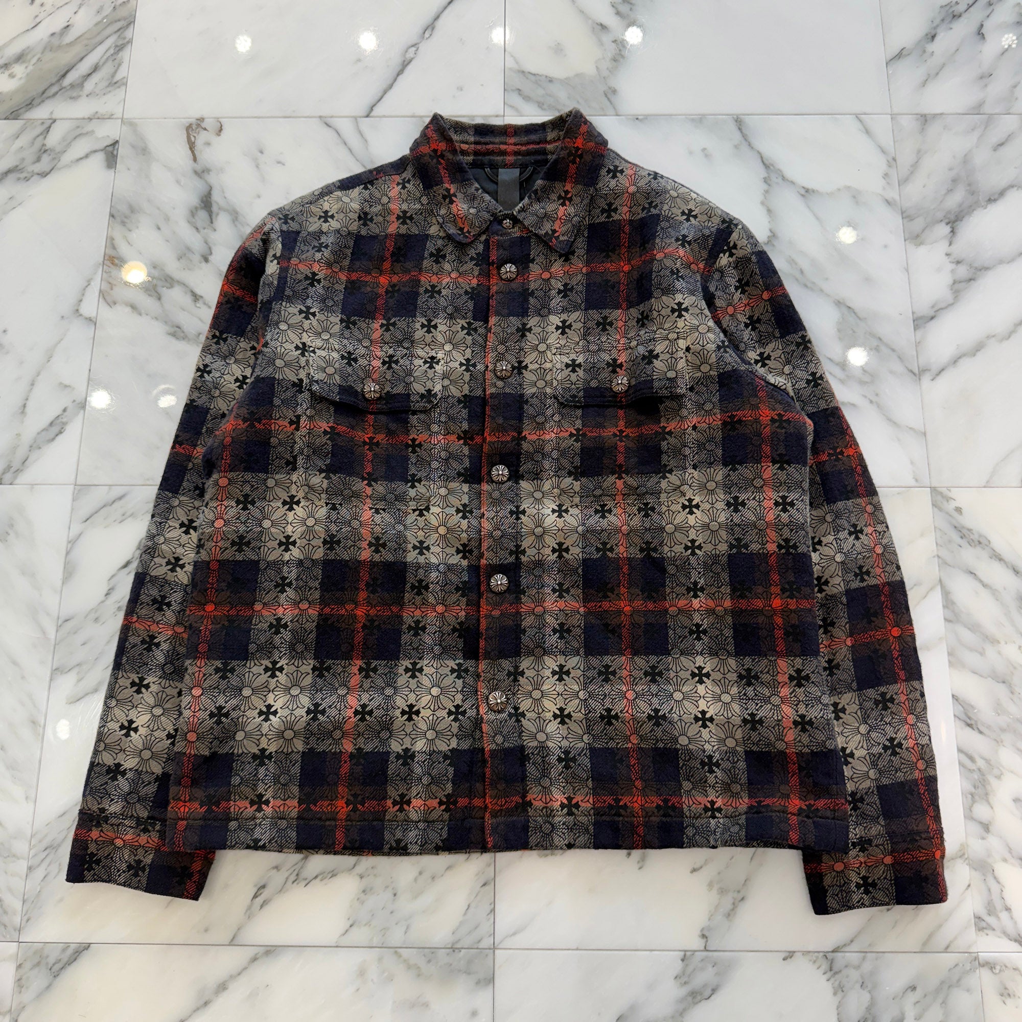 CHROME HEARTS Y NOT WORK DOG Loose Ends Check Shirt Jacket Size L クロムハーツ ワイノット ワークドッグ ルーズエンド チェックシャツジャケット サイズL