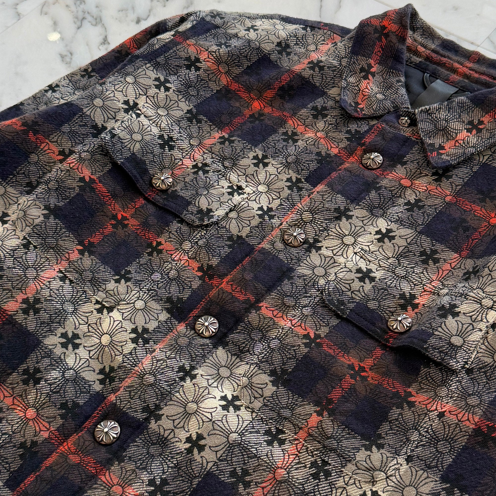 CHROME HEARTS Y NOT WORK DOG Loose Ends Check Shirt Jacket Size L クロムハーツ ワイノット ワークドッグ ルーズエンド チェックシャツジャケット サイズL