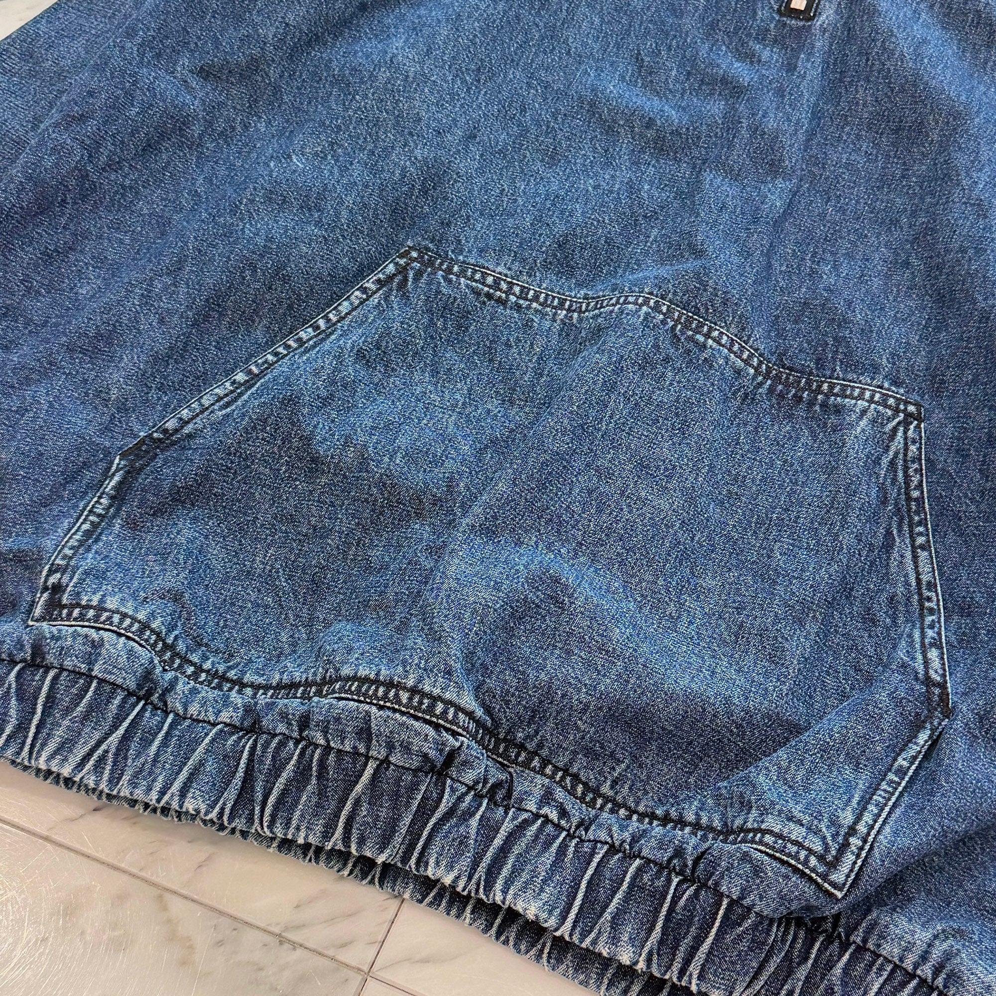 CHROME HEARTS 2024AW Leather Cemetery Triple Cross Denim Anorak Jacket Size M クロムハーツ レザーセメタリートリプルクロス デニム アノラック ジャケット サイズM