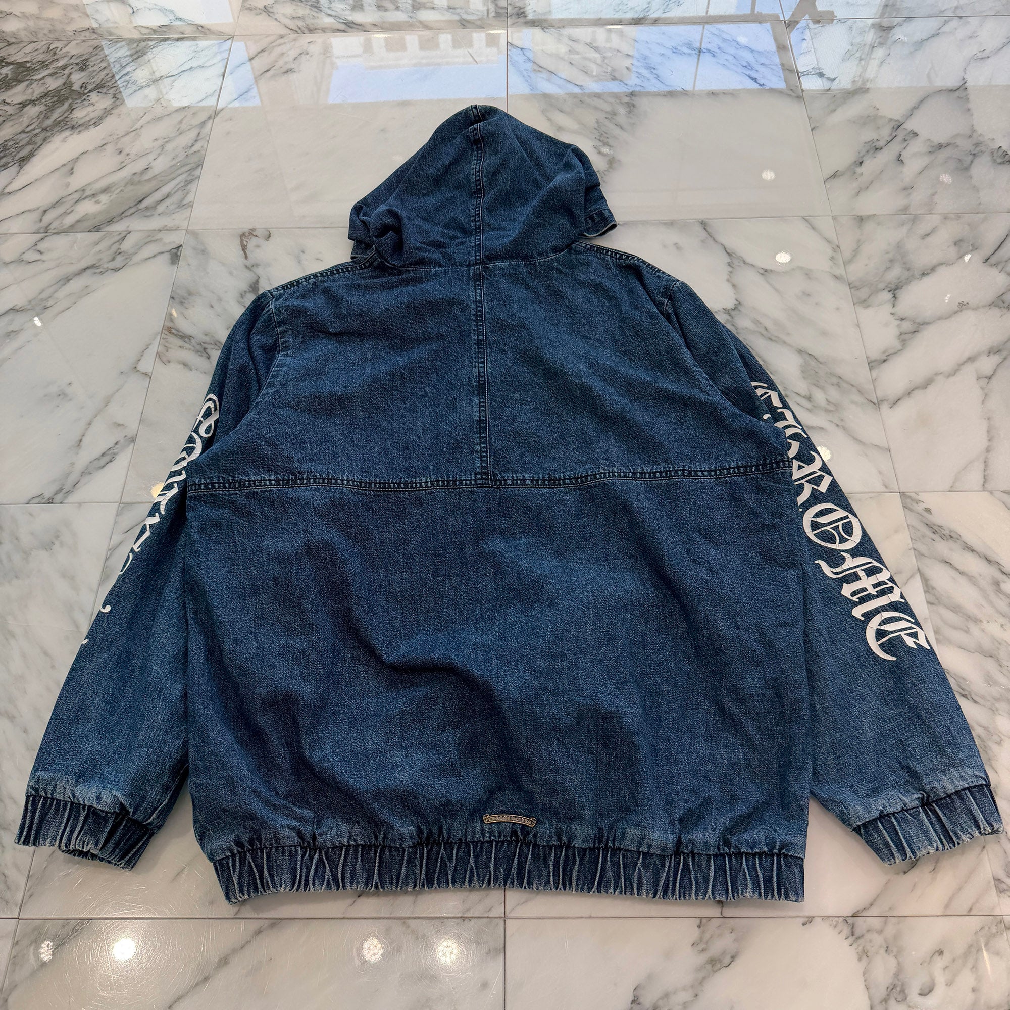 CHROME HEARTS 2024AW Leather Cemetery Triple Cross Denim Anorak Jacket Size M クロムハーツ レザーセメタリートリプルクロス デニム アノラック ジャケット サイズM