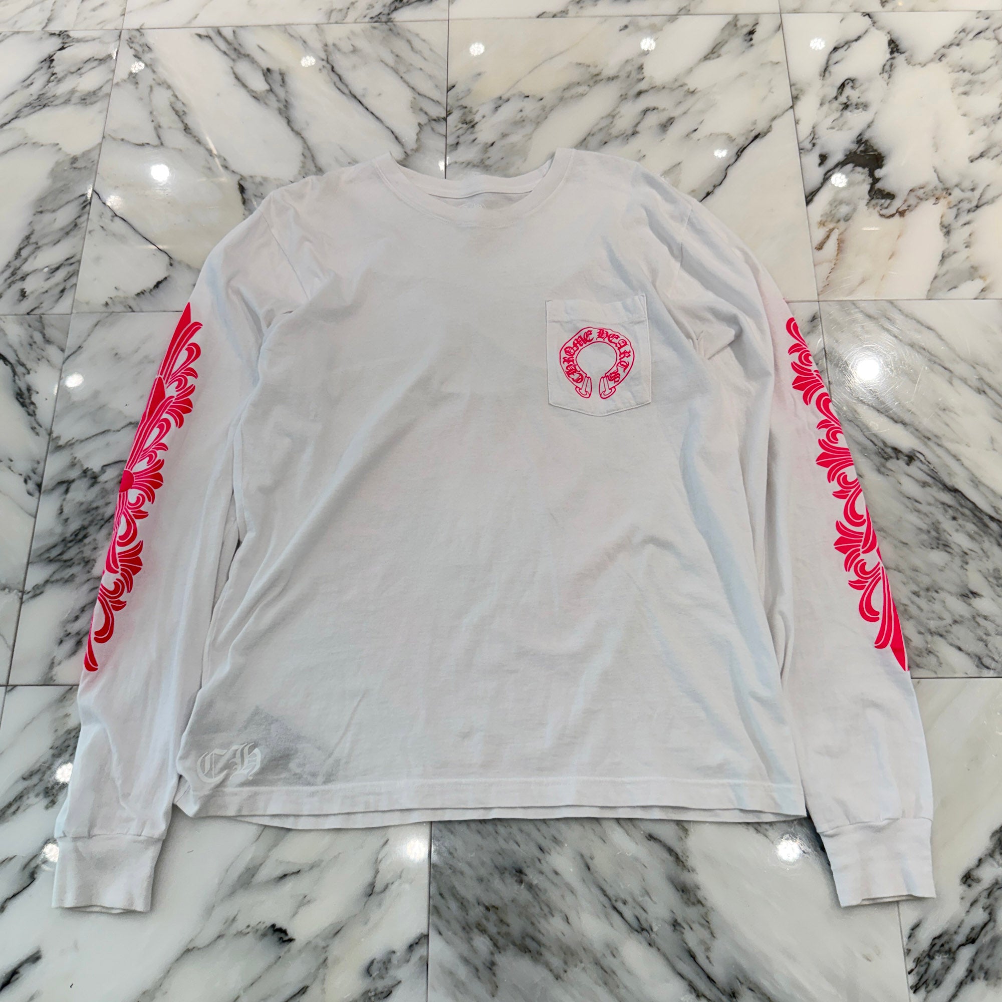 CHROME HEARTS 2025SS Floral Cross Horseshoe Long Sleeve Tee Size L クロムハーツ フローラルクロス ホースシュー ロングスリーブTシャツ サイズL
