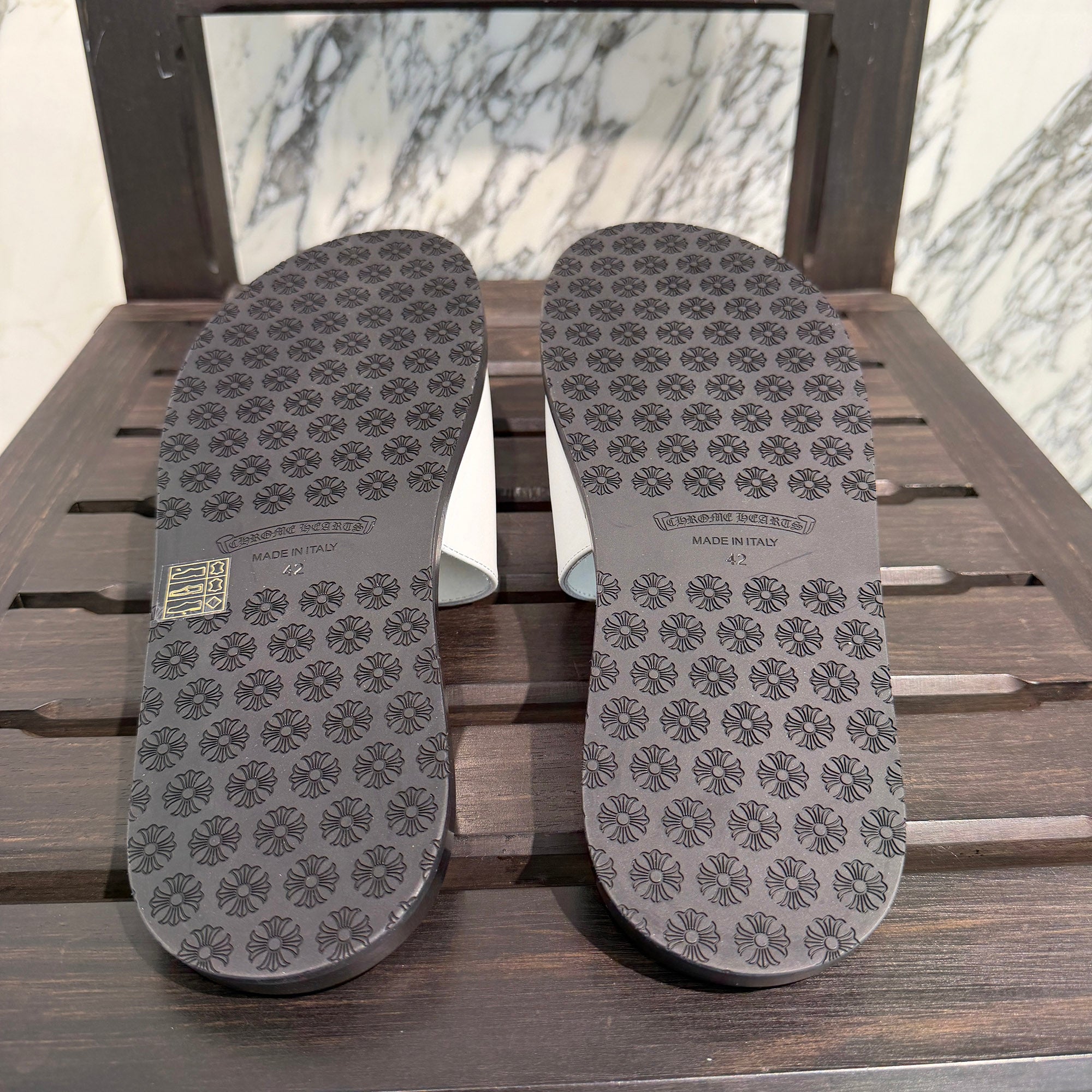 CHROME HEARTS Leather Cross Patch Sandals Size 42 (27.0cm) クロムハーツ レザークロスパッチ サンダル サイズ42 (27.0cm)