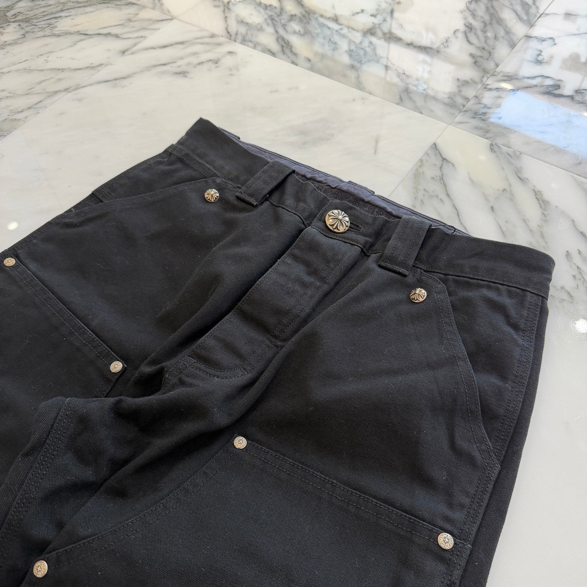 CHROME HEARTS Carpenter Cross Ball Button Denim Pants Size 30