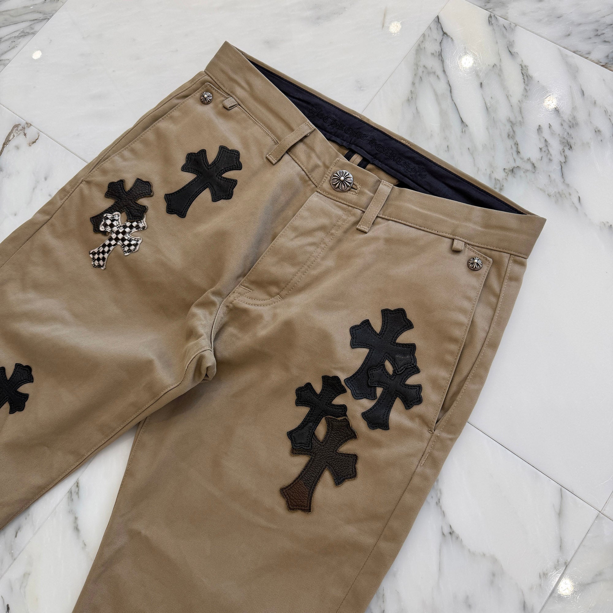 CHROME HEARTS Cemetery Leather Cross Patch Chino Pants Size 31 クロムハーツ セメタリー レザークロスパッチ チノパンツ サイズ31