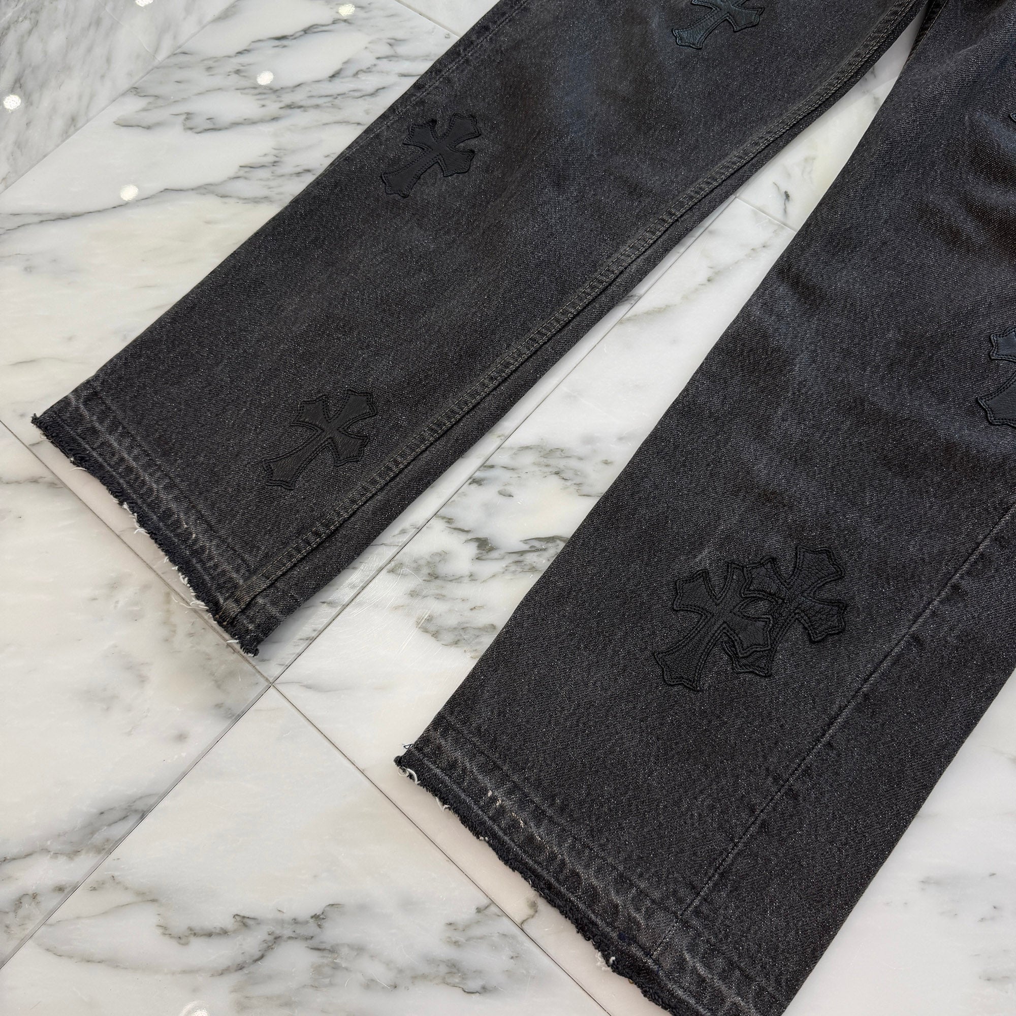 CHROME HEARTS × Levi's 501 VNTG Leather Cross Patch Denim Pants
