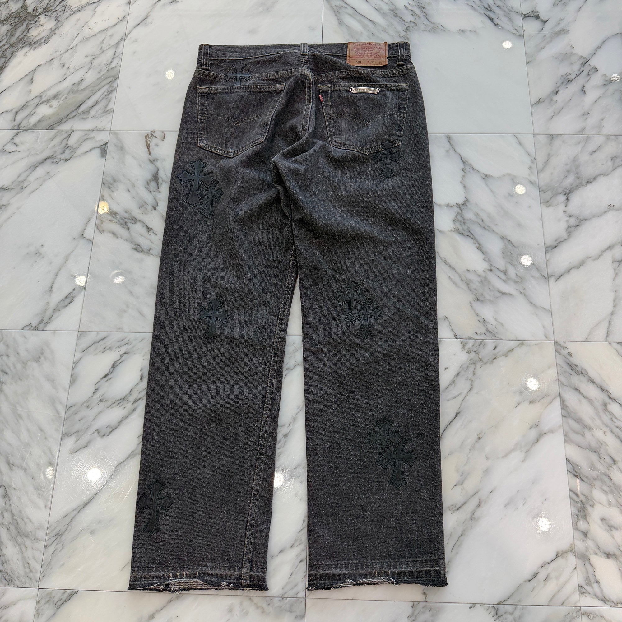 CHROME HEARTS × Levi's 501 VNTG Leather Cross Patch Denim Pants Size 31 クロムハーツ × リーバイス 501 ヴィンテージ レザークロスパッチ デニムパンツ サイズ31