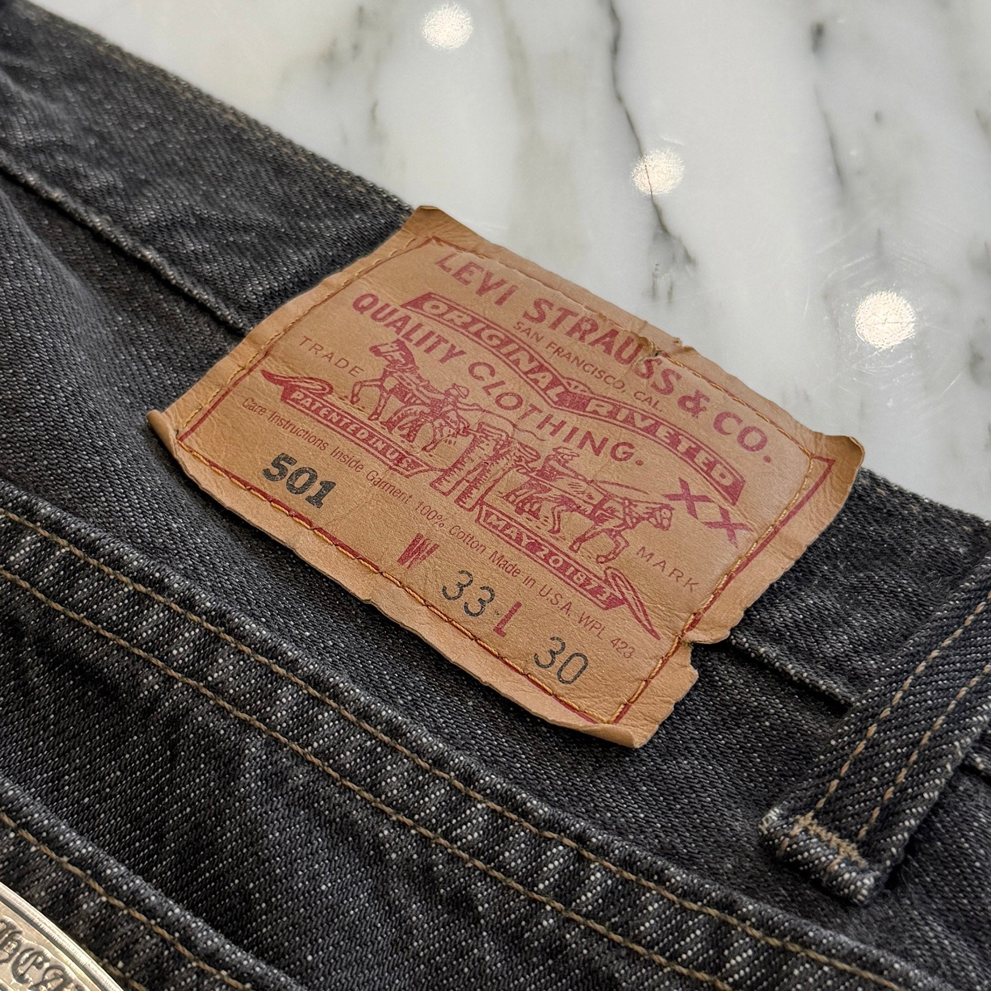 CHROME HEARTS × Levi's 501 VNTG Leather Cross Patch Denim Pants Size 31 クロムハーツ × リーバイス 501 ヴィンテージ レザークロスパッチ デニムパンツ サイズ31