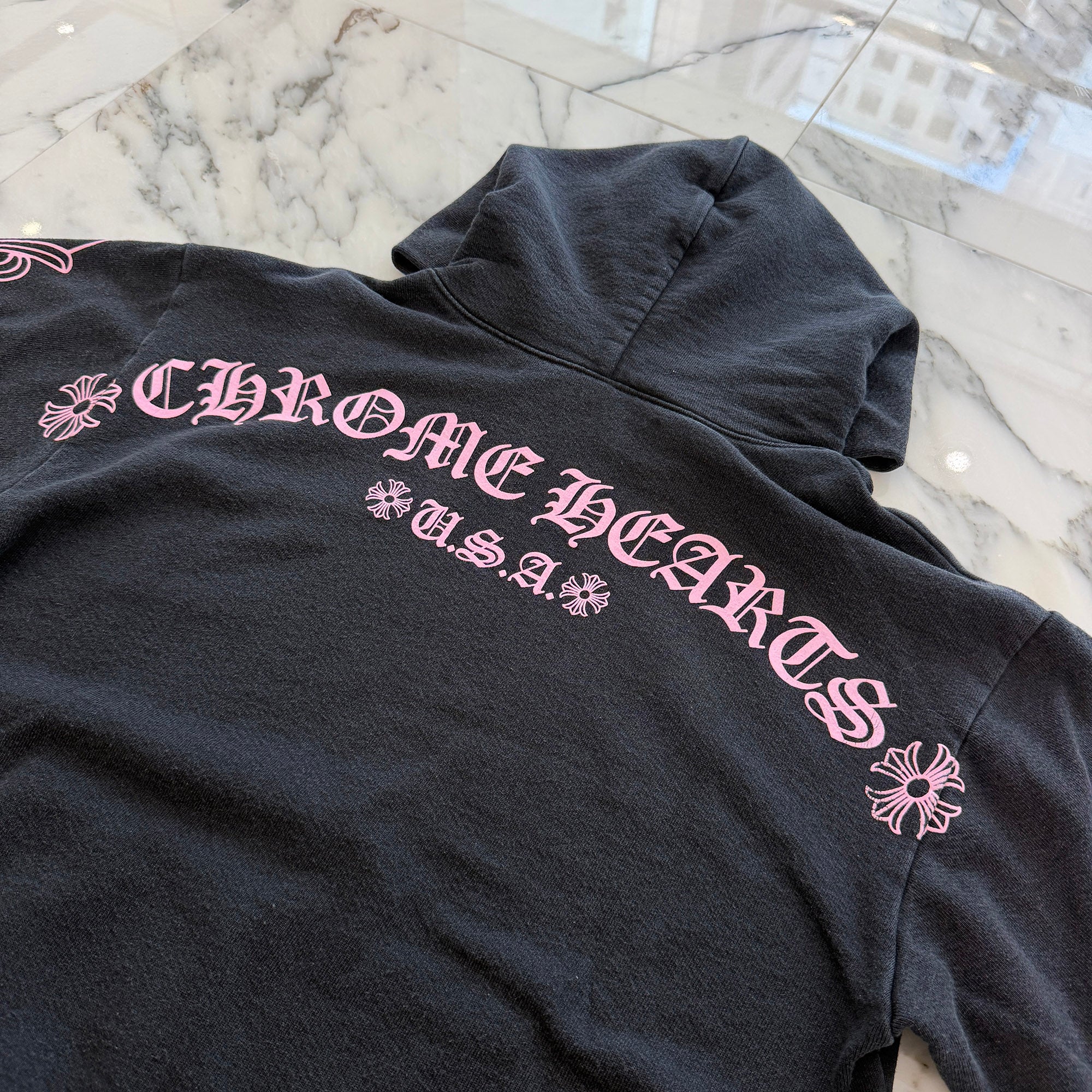 CHROME HEARTS × MATTY BOY Floral Cross USA Arch Logo Pullover Hoodie Size M クロムハーツ × マッティボーイ フローラルクロス USA アーチロゴ プルオーバーフーディー サイズM